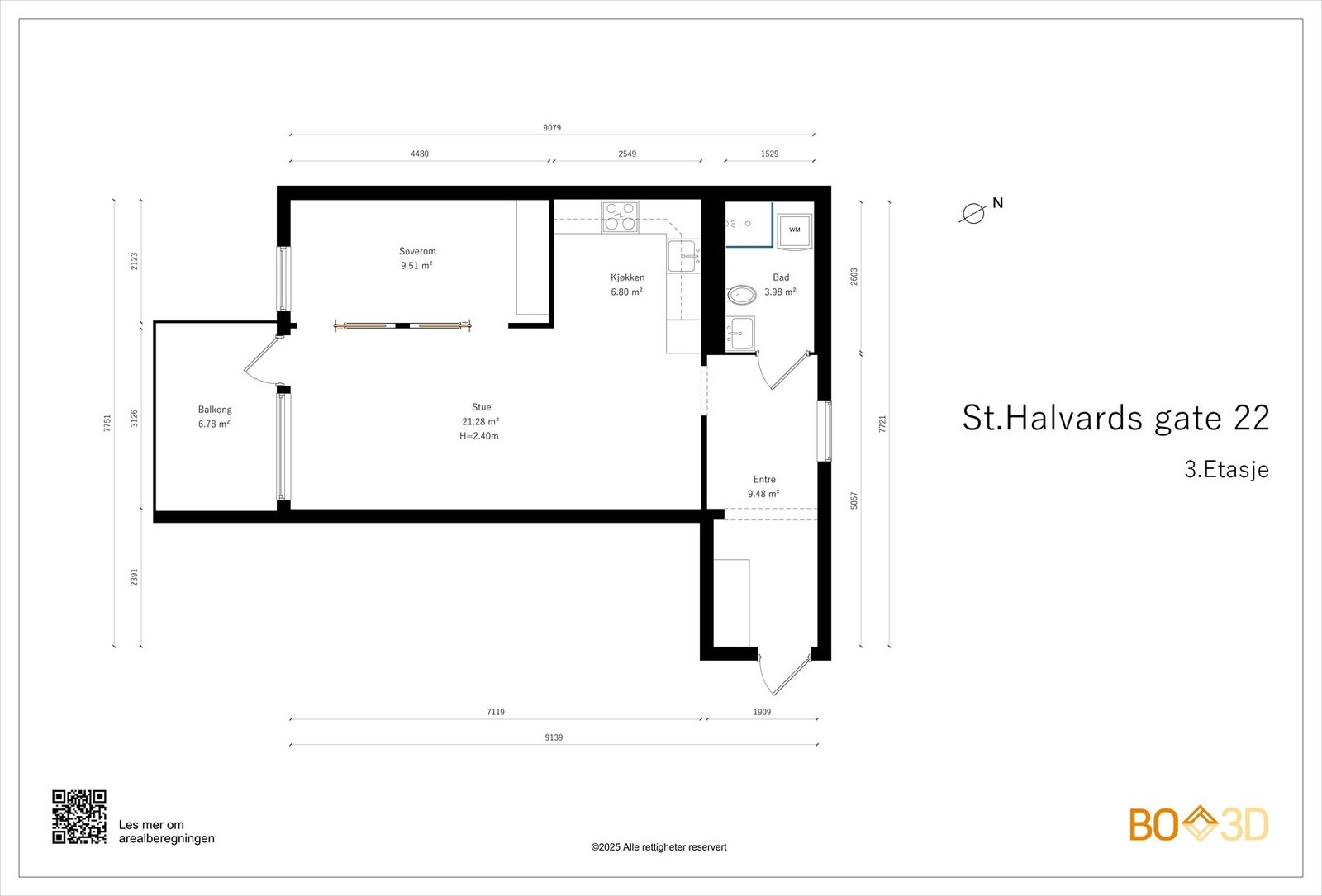 Vi tar en titt på boligens planskisse slik at du får orientert deg litt. I tillegg til innvendig areal, disponerer leiligheten to kjellerboder på totalt 8 kvm. Galleribilde