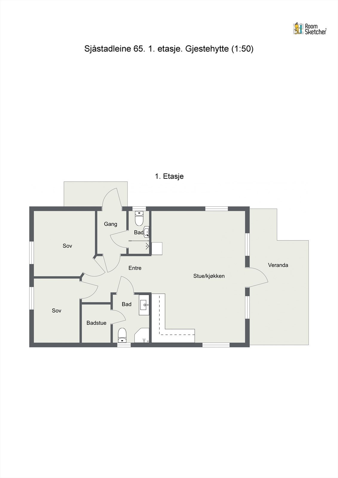 Plantegning hovedplan anneks/gjestehytte Galleribilde