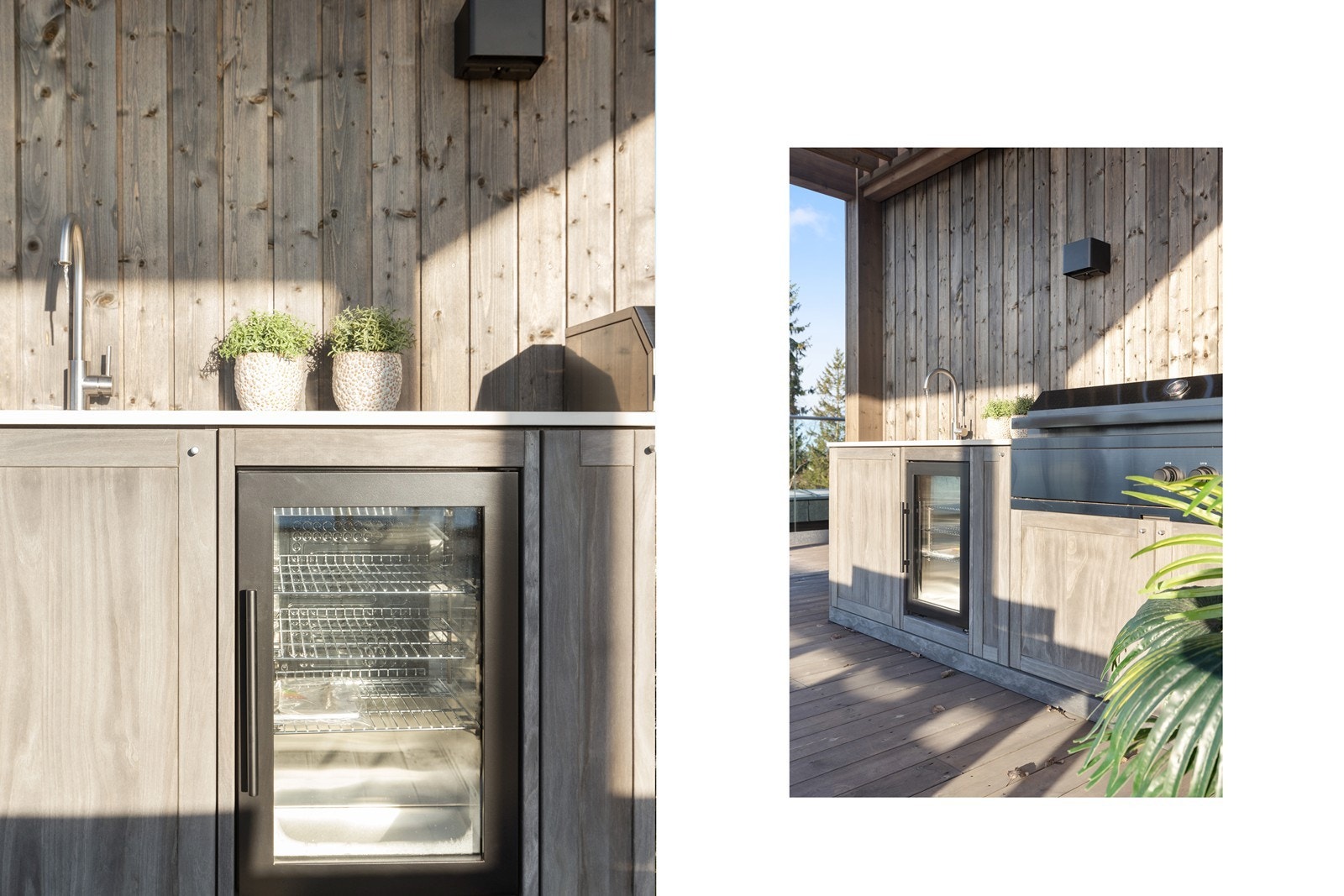 Utekjøkkenet har både kjøleskap og innlagt vann. Galleribilde