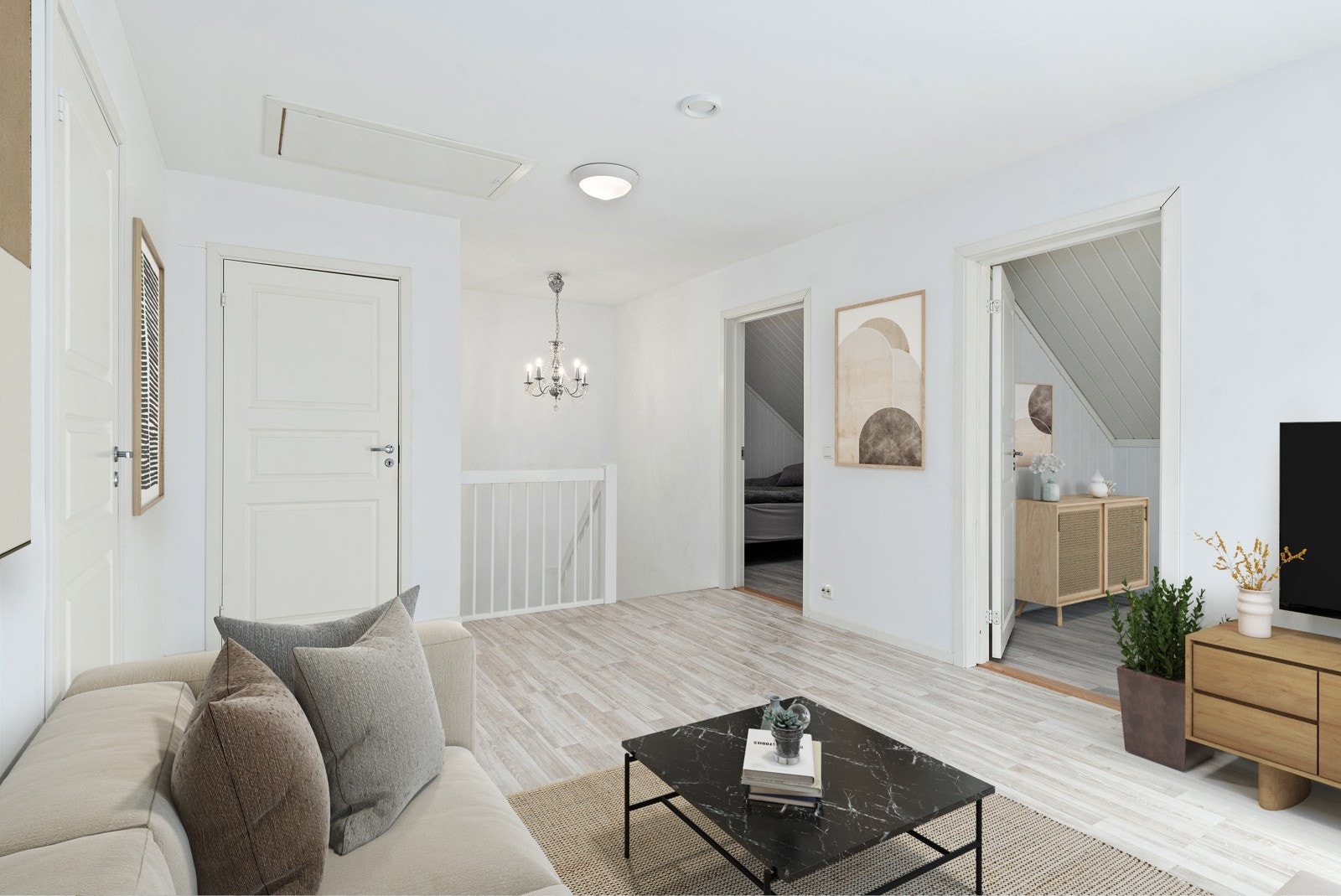 Loftsetasjen består av 4 soverom og loftstue. Galleribilde