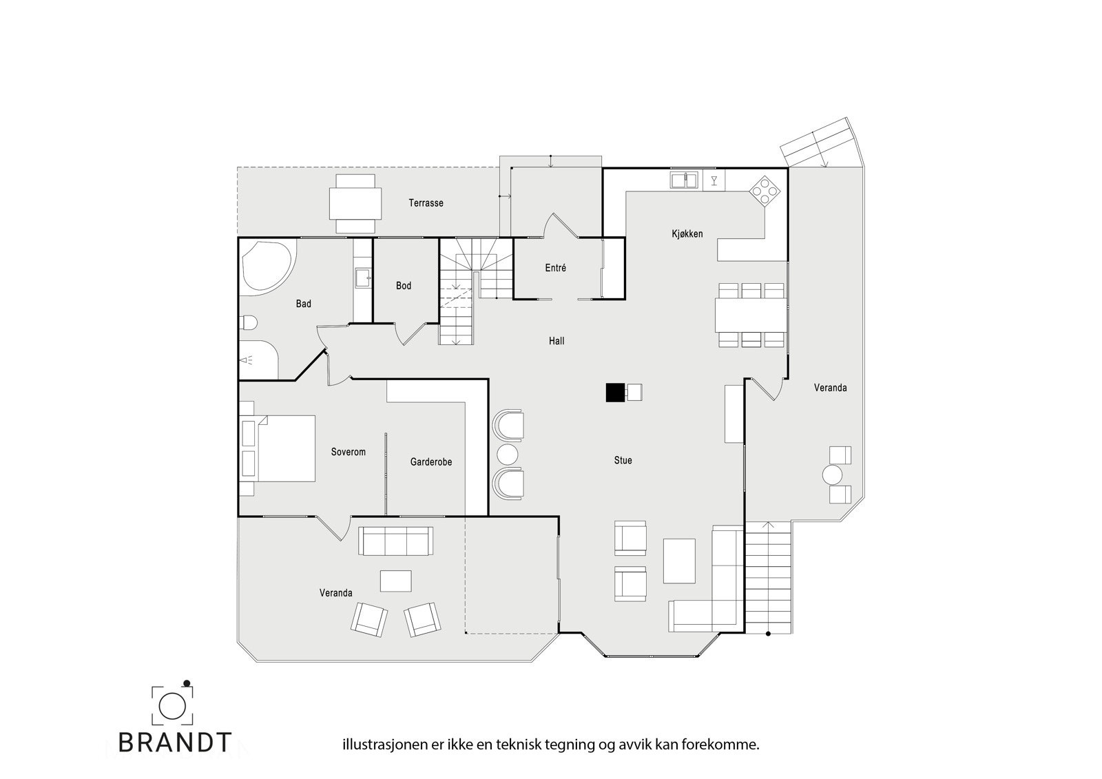 Plantegning hovedetasje. Galleribilde