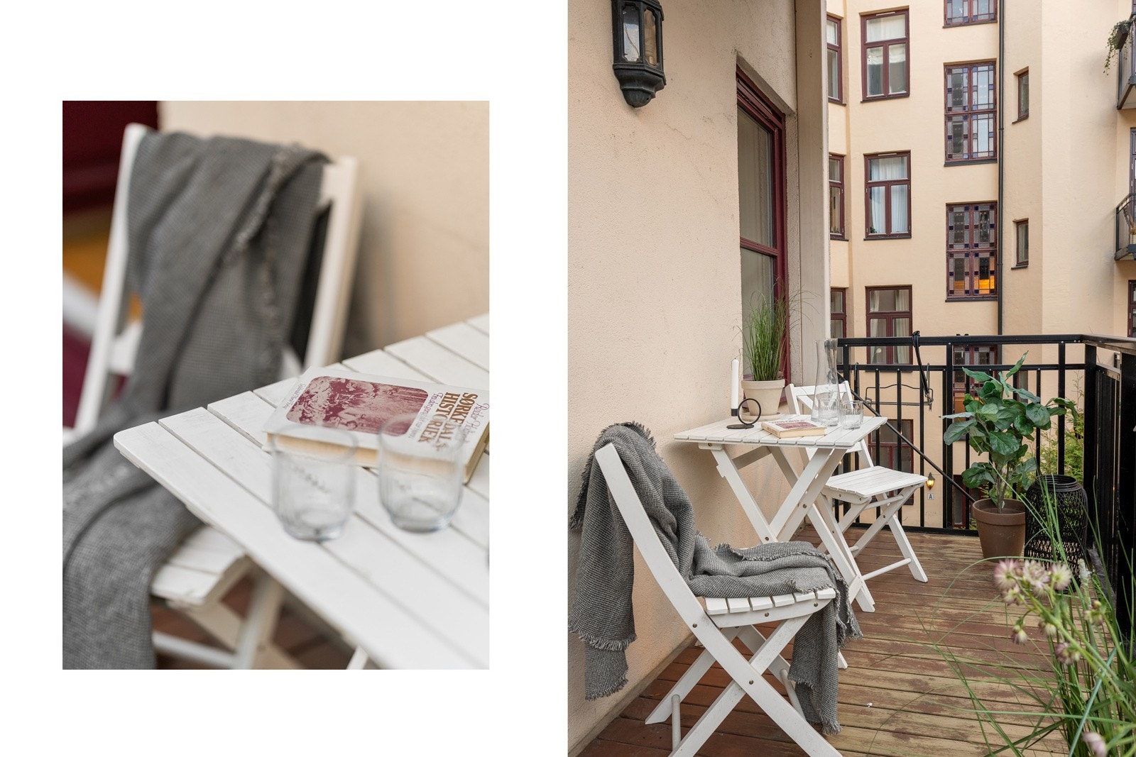 Plass til sittegruppe og grill. Utsyn mot frodig bakgård. Galleribilde