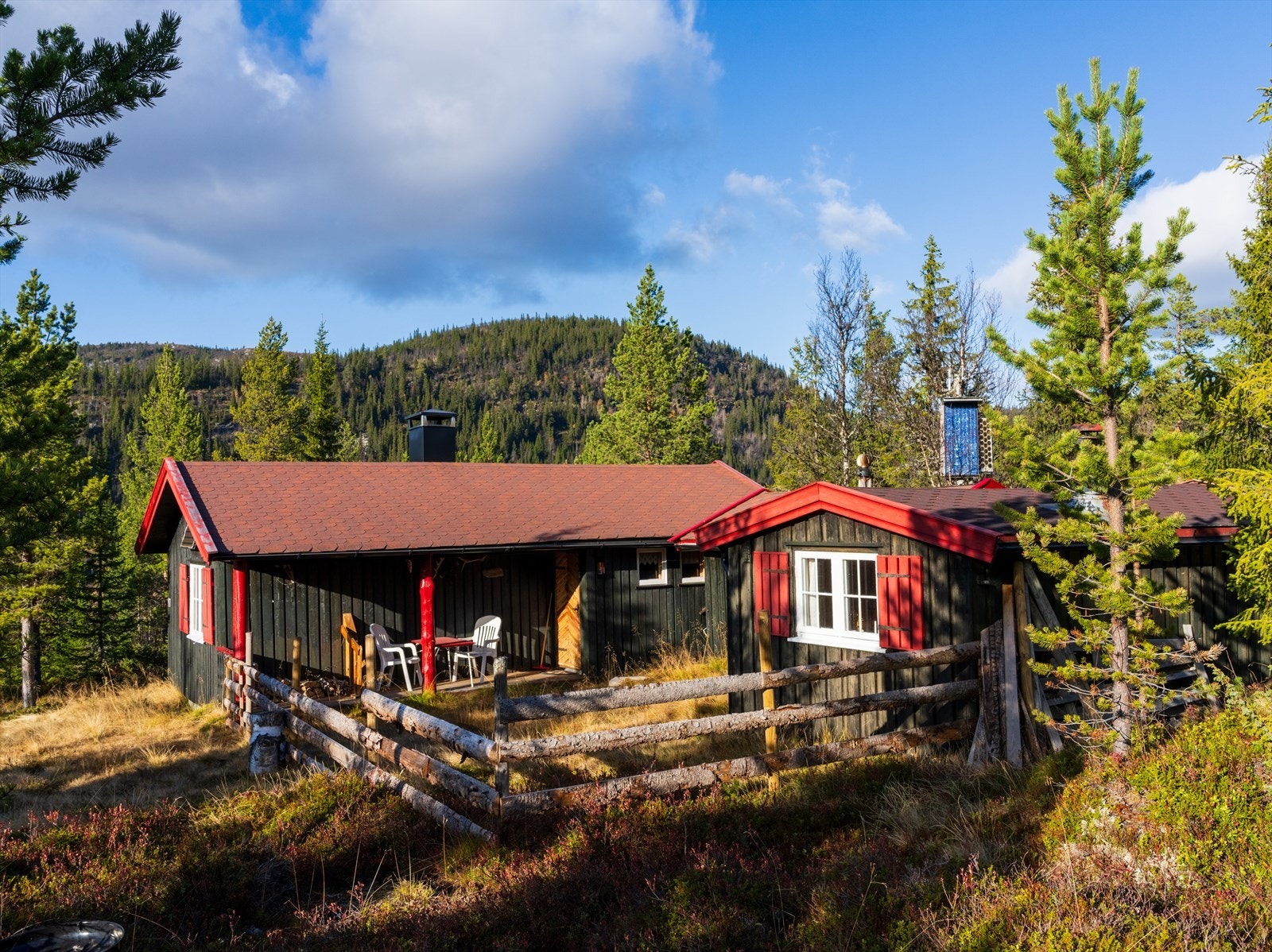Hytta har stue, kjøkken, to soverom, vindfang og bod. Annekset har stue og soverom. Utebod med lagringsplass og dorom. Alle tre bygg har innlagt strøm. Galleribilde