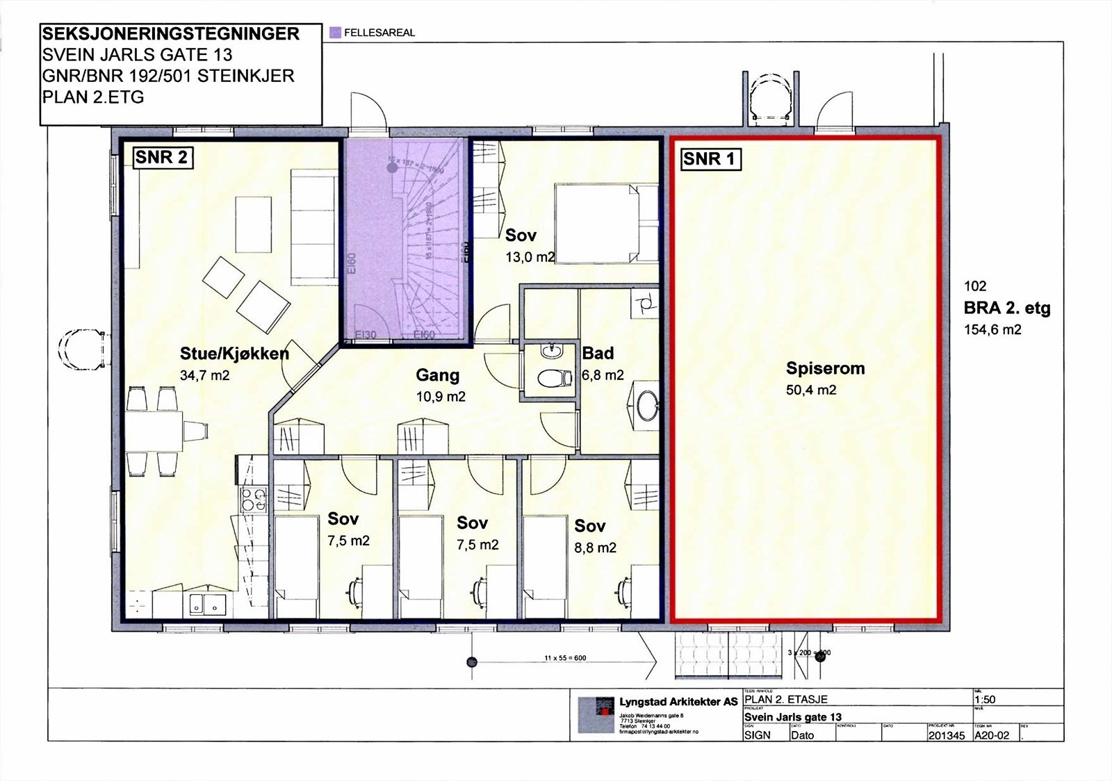 Seksjonseringstegninger Galleribilde