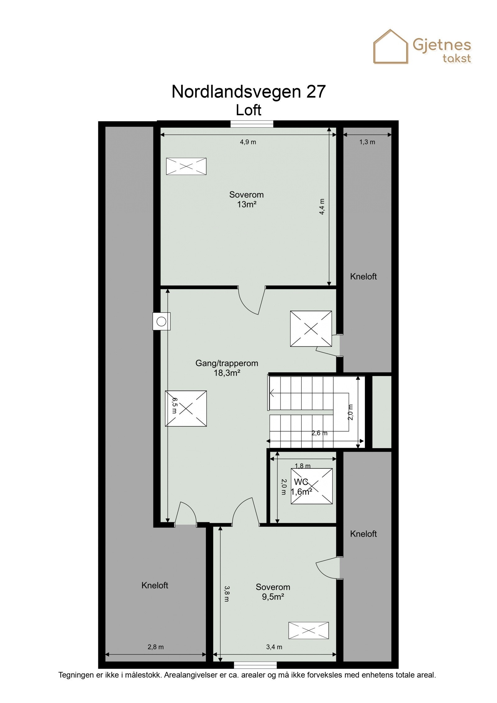 Plantegning loft. Galleribilde