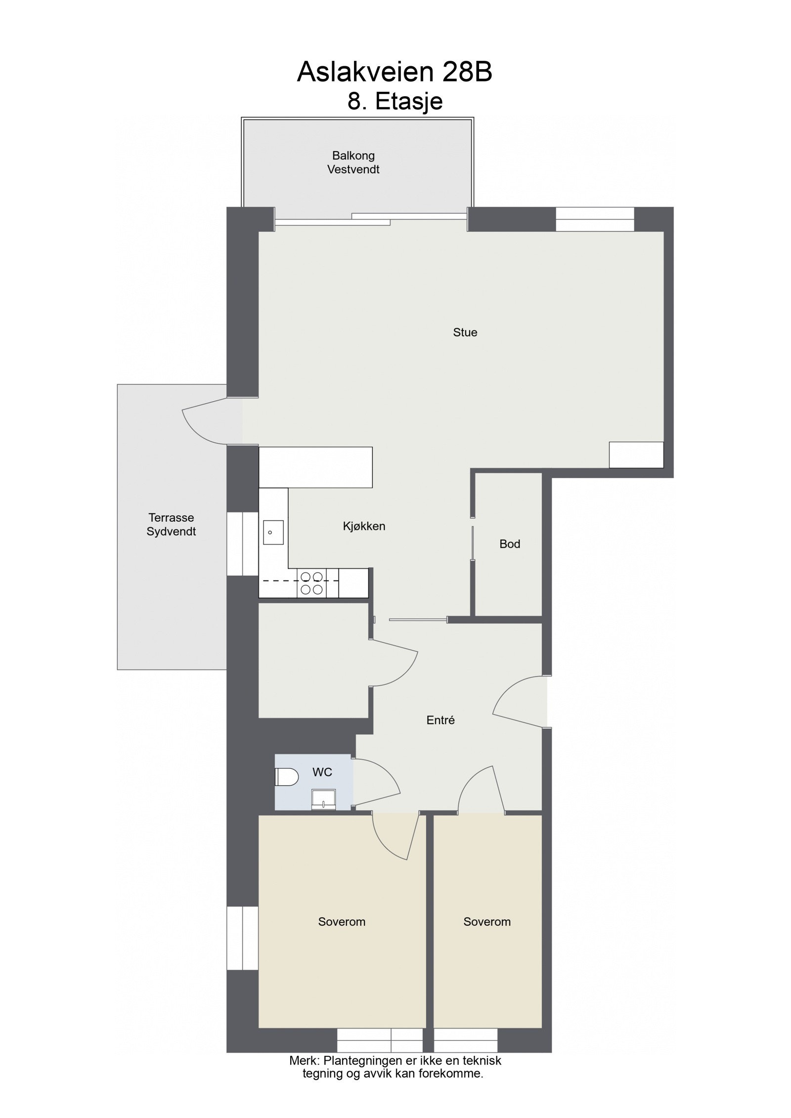 Plantegning. I tillegg medfølger parkeringsplass og bod i kjelleretasjen. Galleribilde