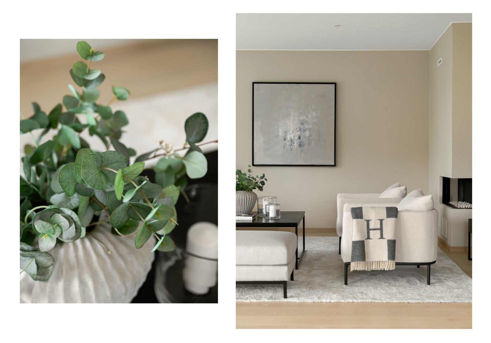 I stuen er alle skjøtene mellom plattendekkene sparklet igjen, slik at taket fremstår som helt jevnt. Galleribilde