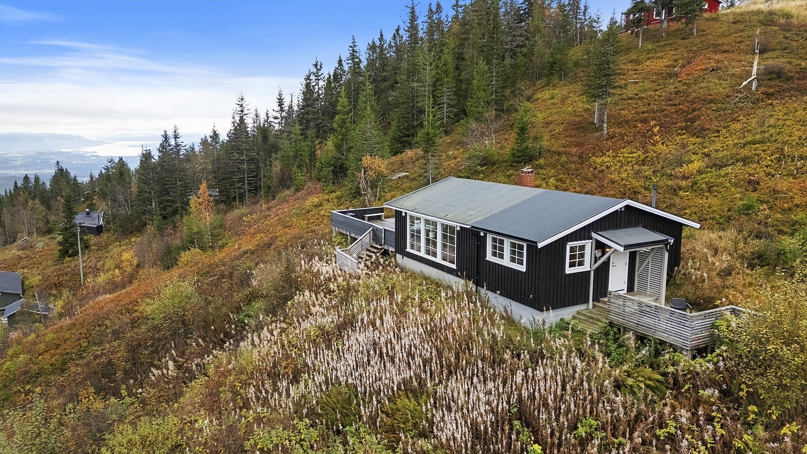 Det har blitt felt en del trær på de nærliggende tomtene de seneste årene, som gjør omgivelsene mer luftige Galleribilde