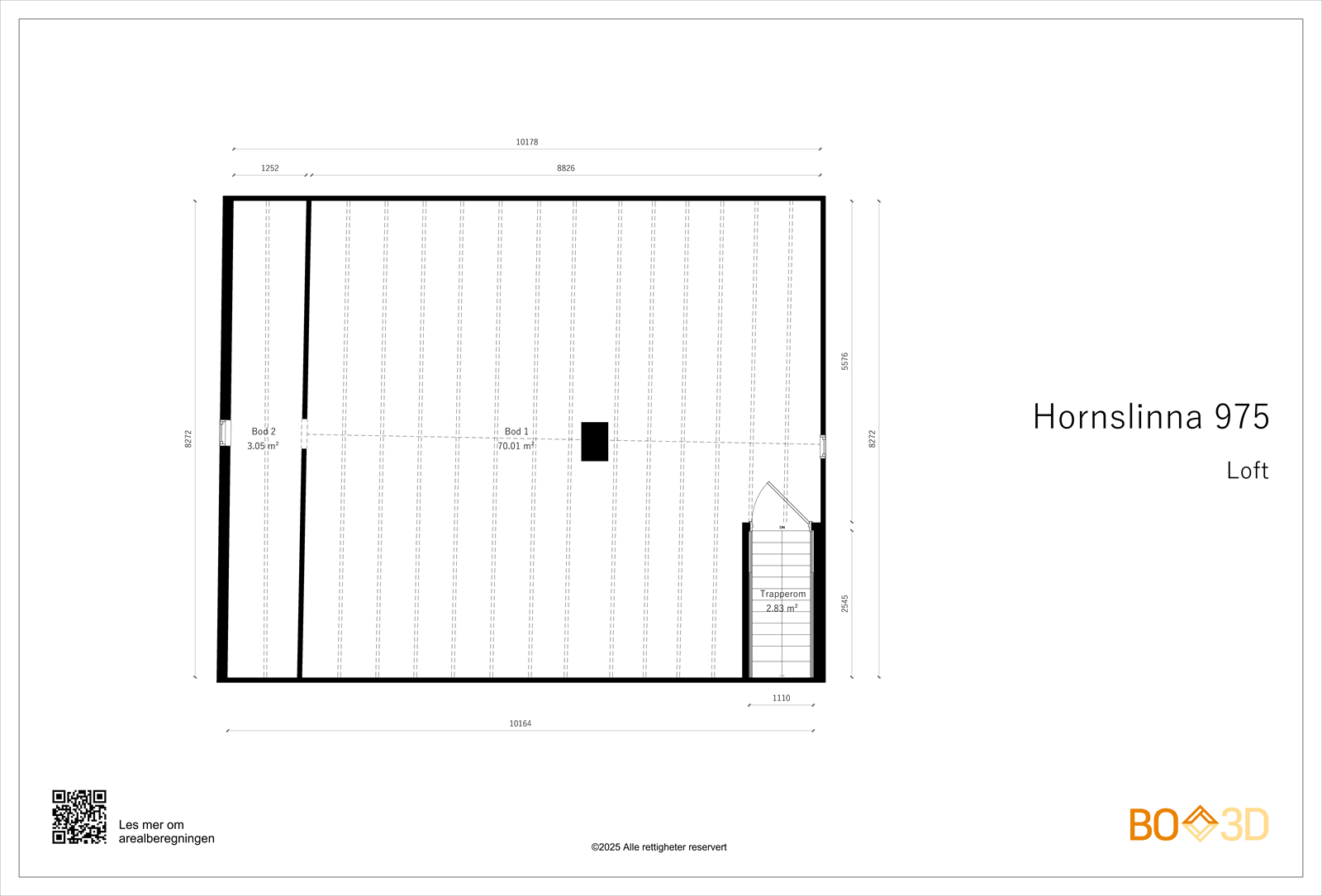 Takstmanns plantegning loft. Galleribilde