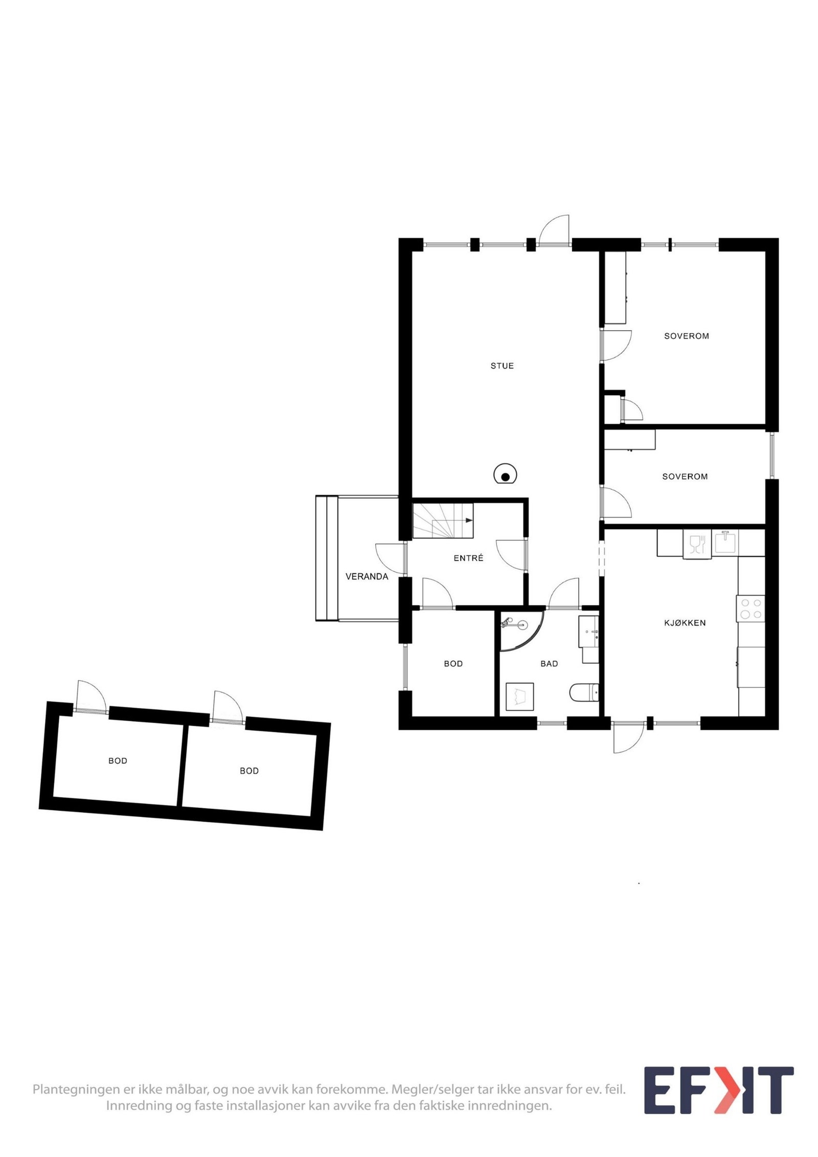 Plantegning av boligens 1.etasje. Galleribilde