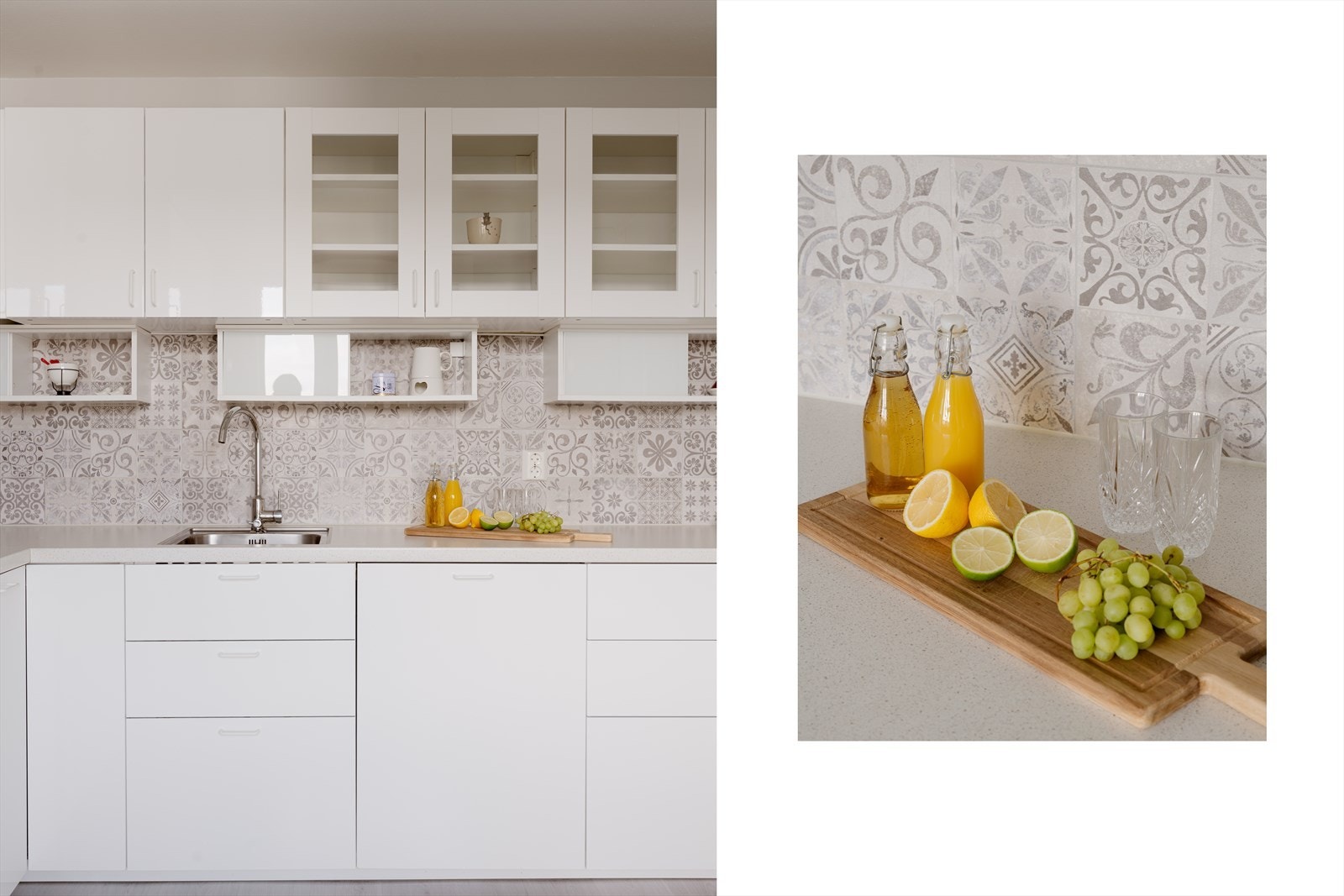 Integrerte hvitevarer er platetopp, stekeovn, micro, kjøl/frys og opplegg for vaskemaskin. Galleribilde