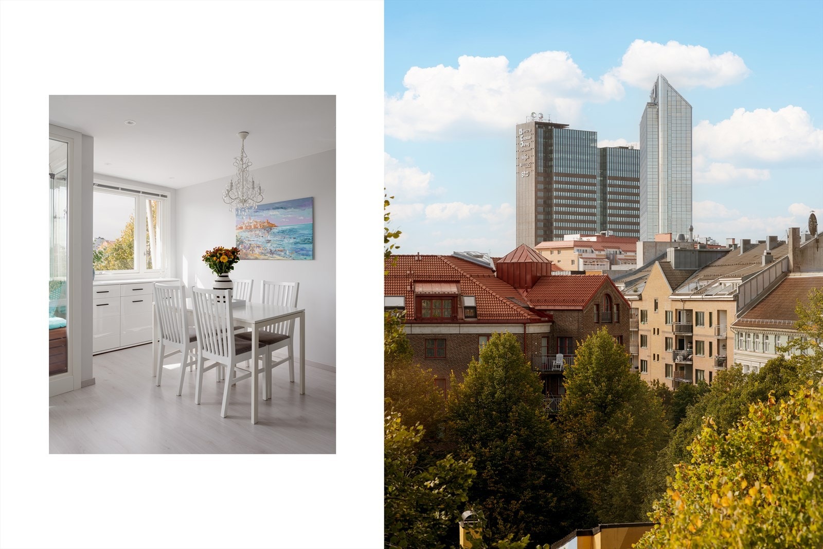 Spisegruppen finner sin naturlige plass ved vinduet. Galleribilde