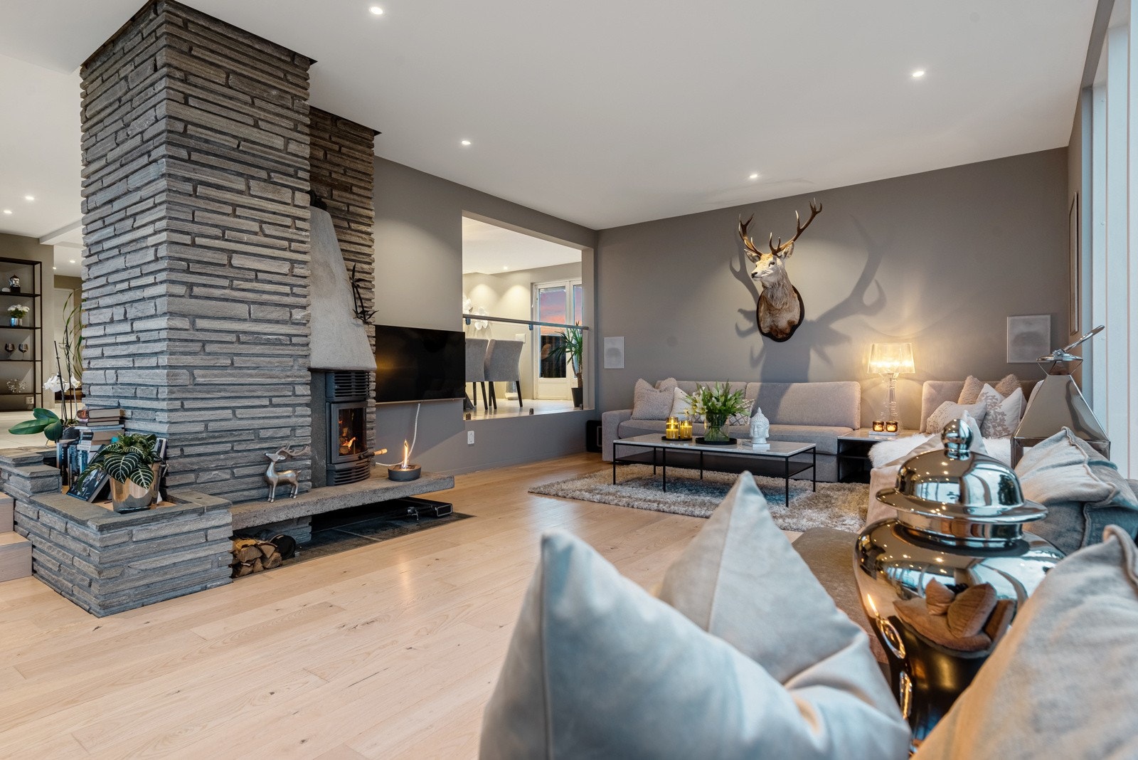 Koselig stue som egner seg godt til hjemmekos og for sammenkomster med flere gjester Galleribilde