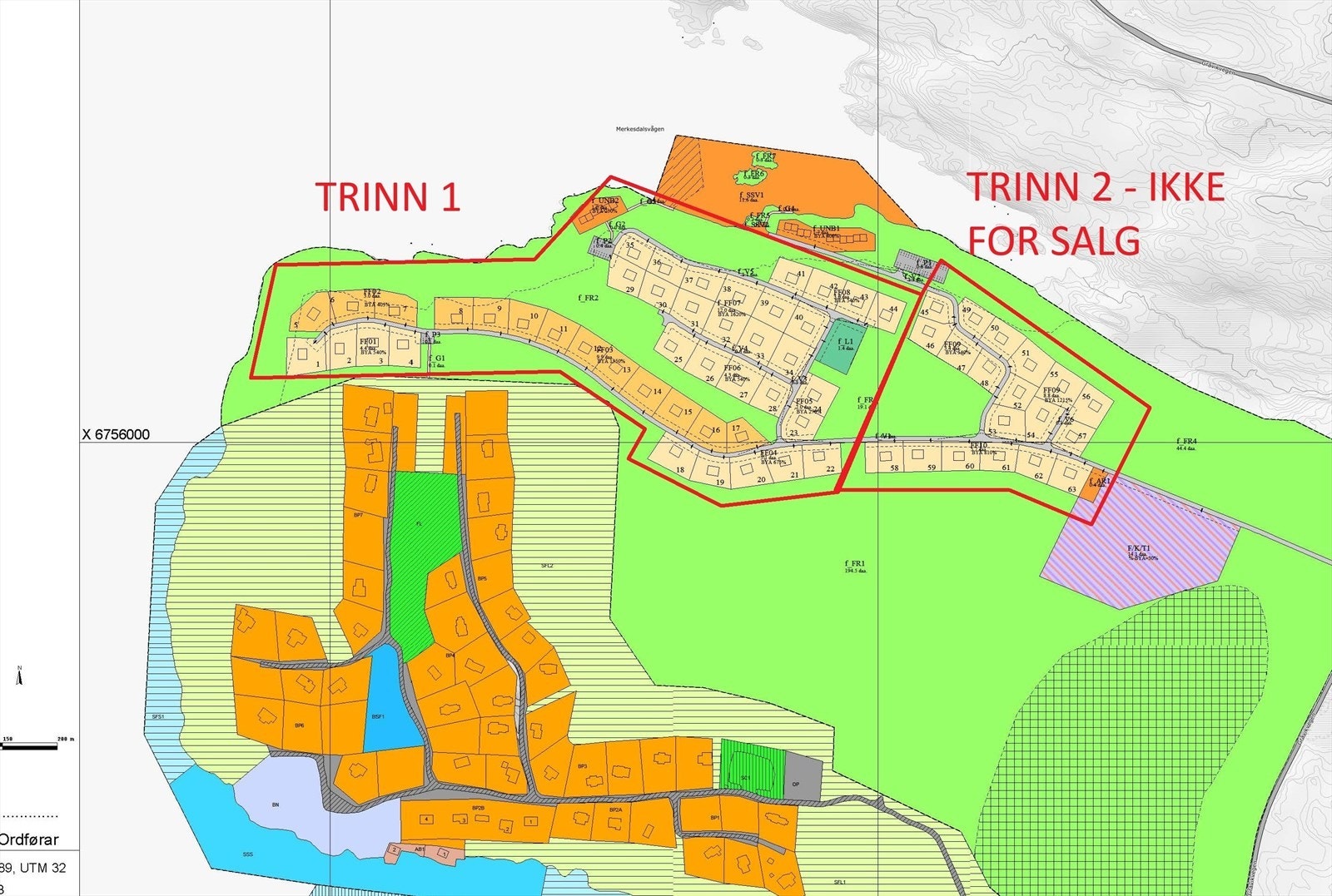 Det er 44 tomter i trinn 1. Galleribilde