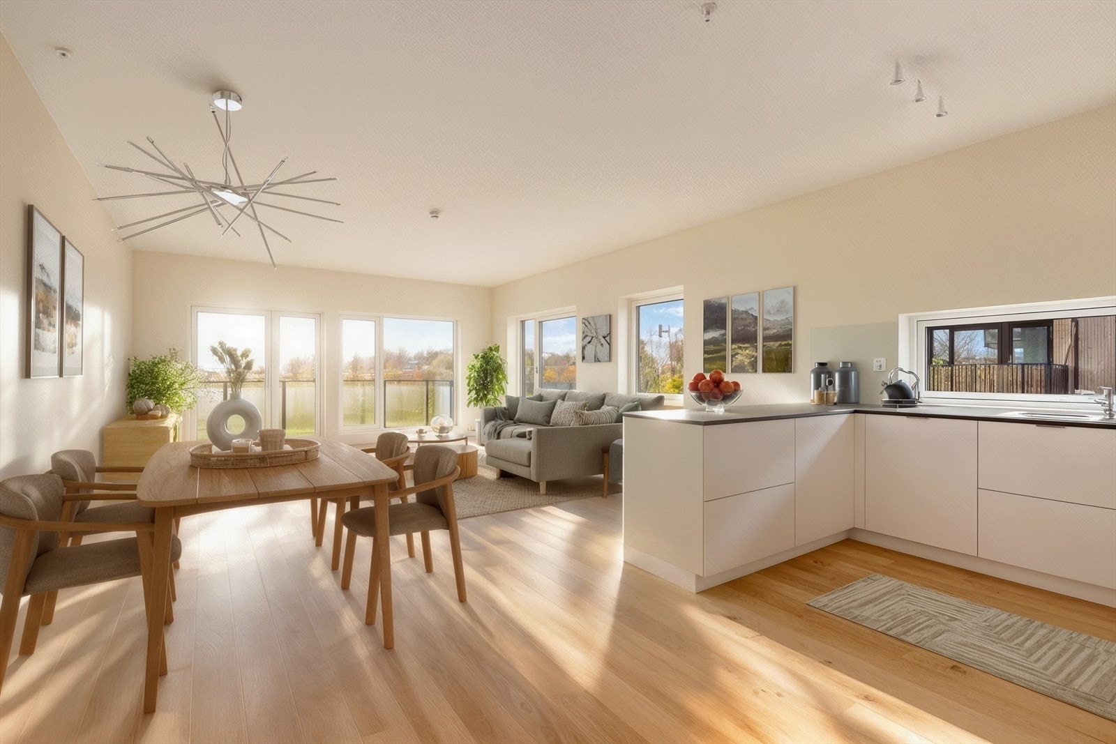 Moderne og stilfull leilighet med god planløsning og alt på ett plan beliggende i nye Osebakken Park.(Digital møblering, kun en illustrasjon) Galleribilde