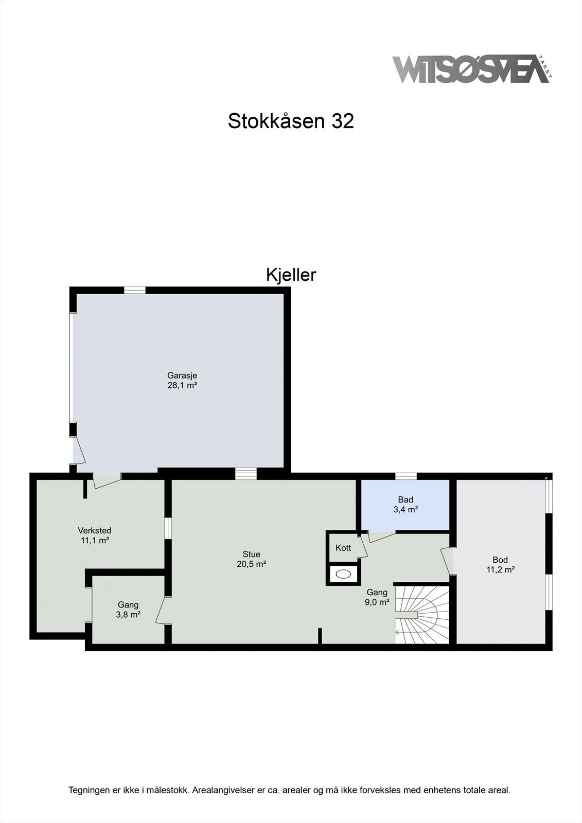 Plantegning - Kjelleretasje. Galleribilde