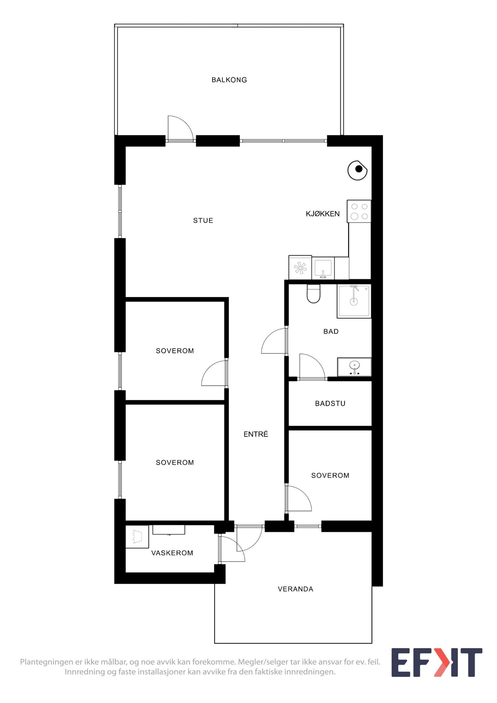 Leiligheten har en god og arealeffektiv planløsning Galleribilde