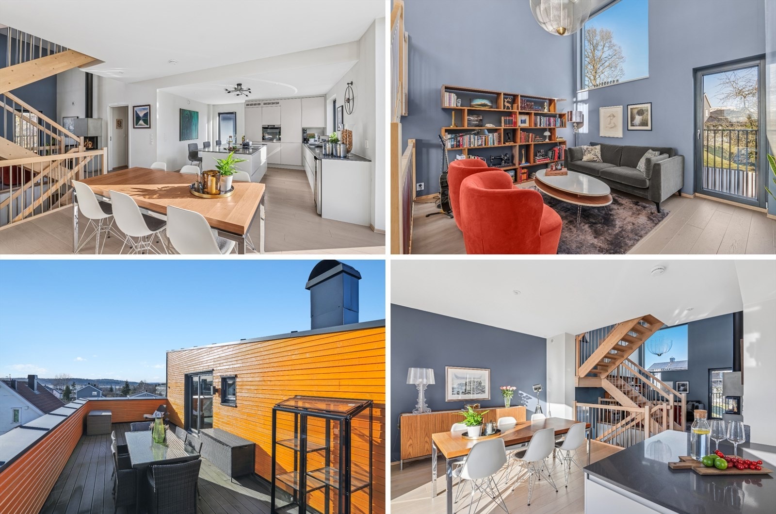 Nydelig townhouse med solrik takterrasse, tre soverom og spennende planløsning Galleribilde