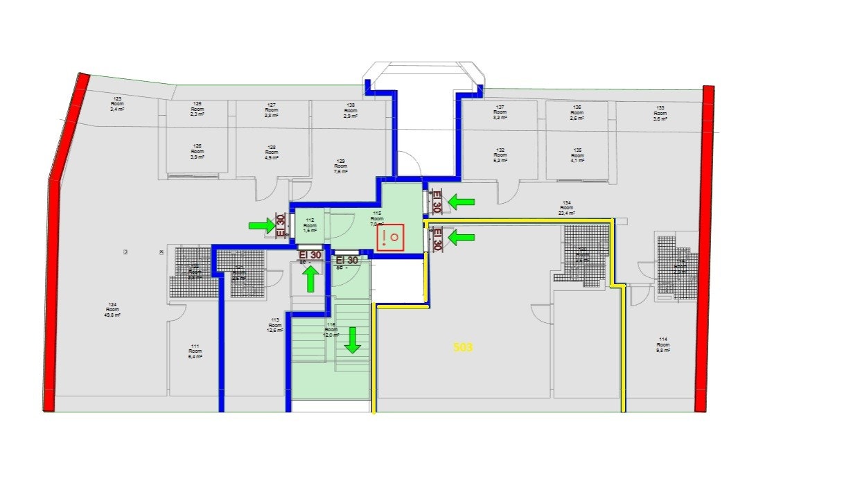 Plantegning der leiligheten er avmerket i gult Galleribilde
