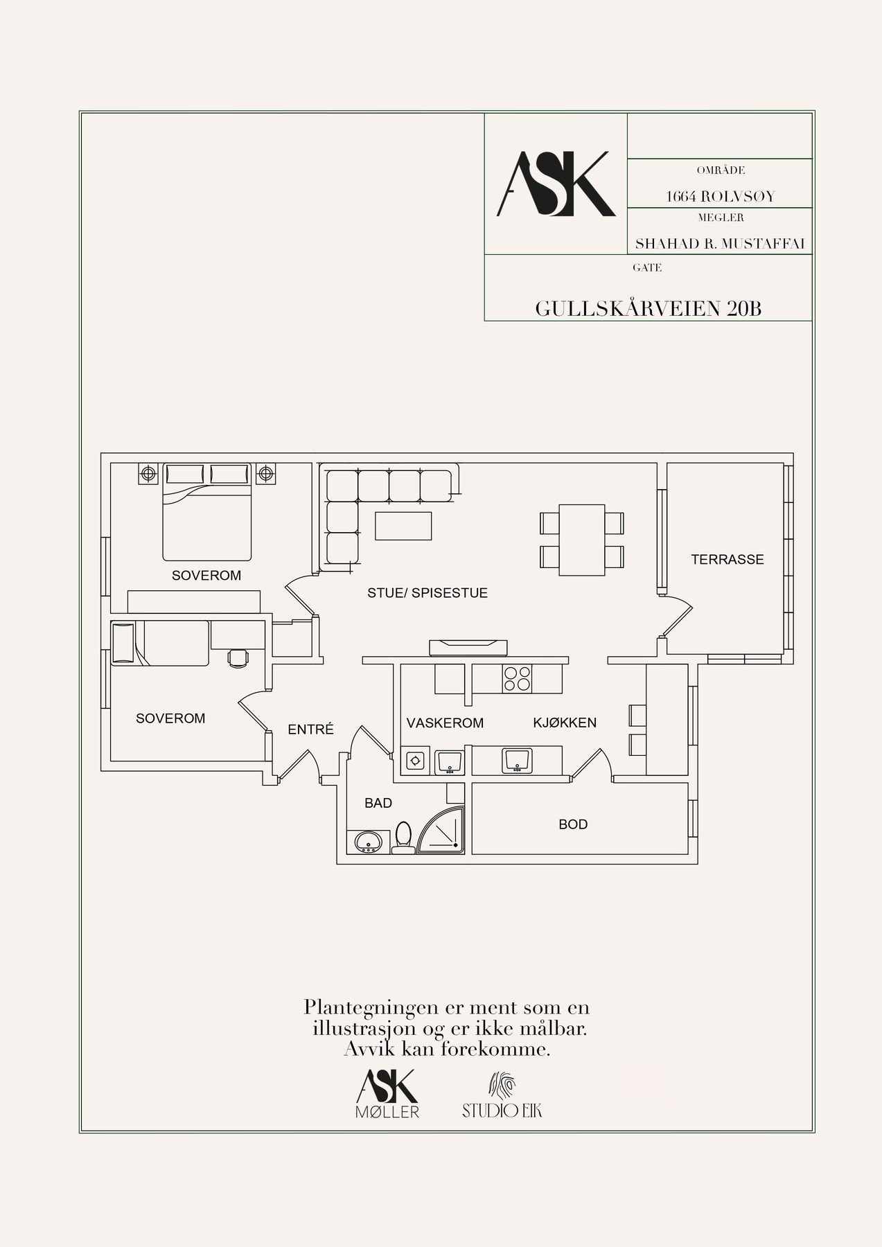 Plantegning - Leiligheten har en praktisk og funksjonell planløsning med gode romstørrelser Galleribilde