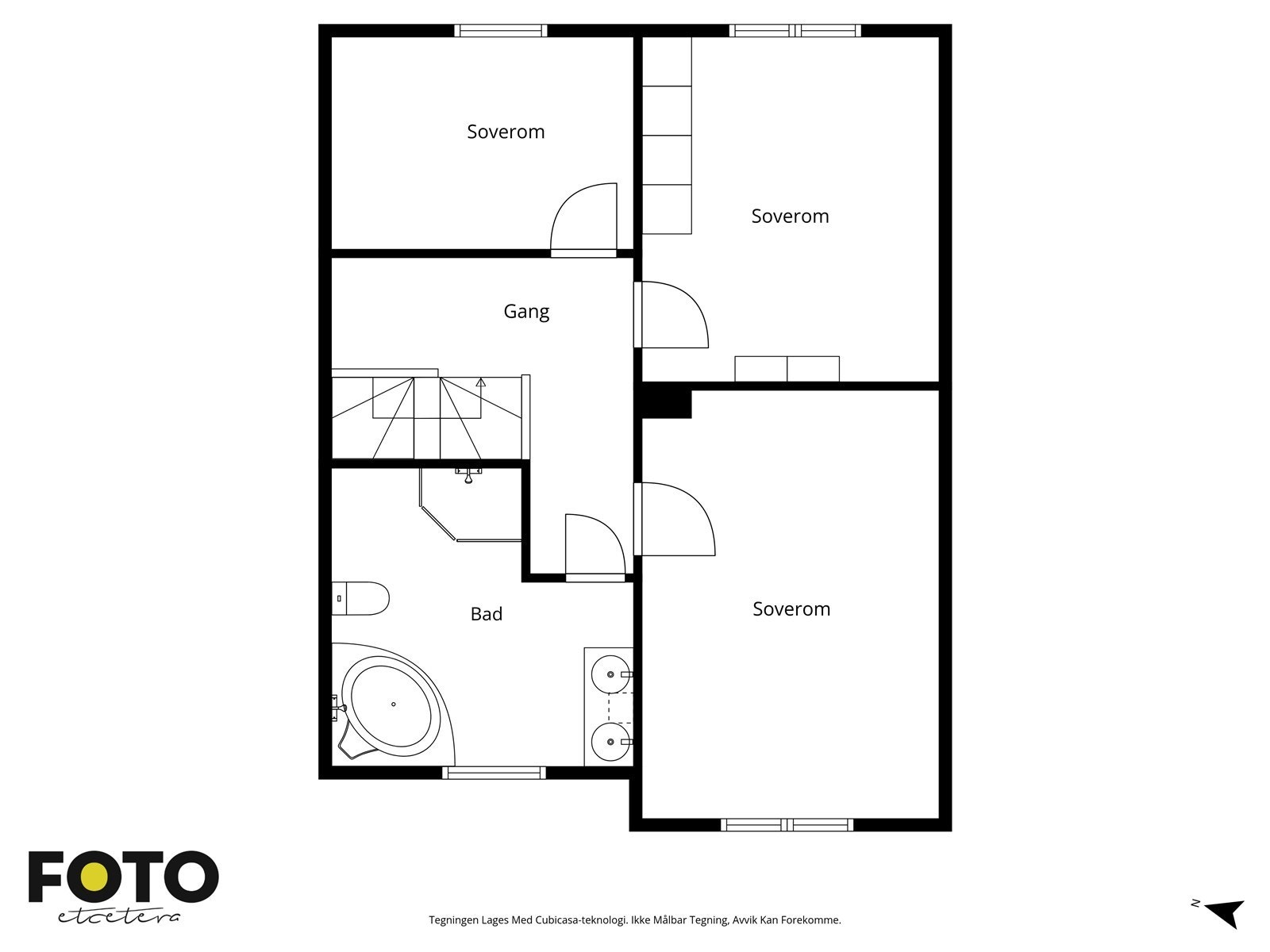 Andre etasje består av tre soverom og et bad, perfekt for familiebruk. Galleribilde