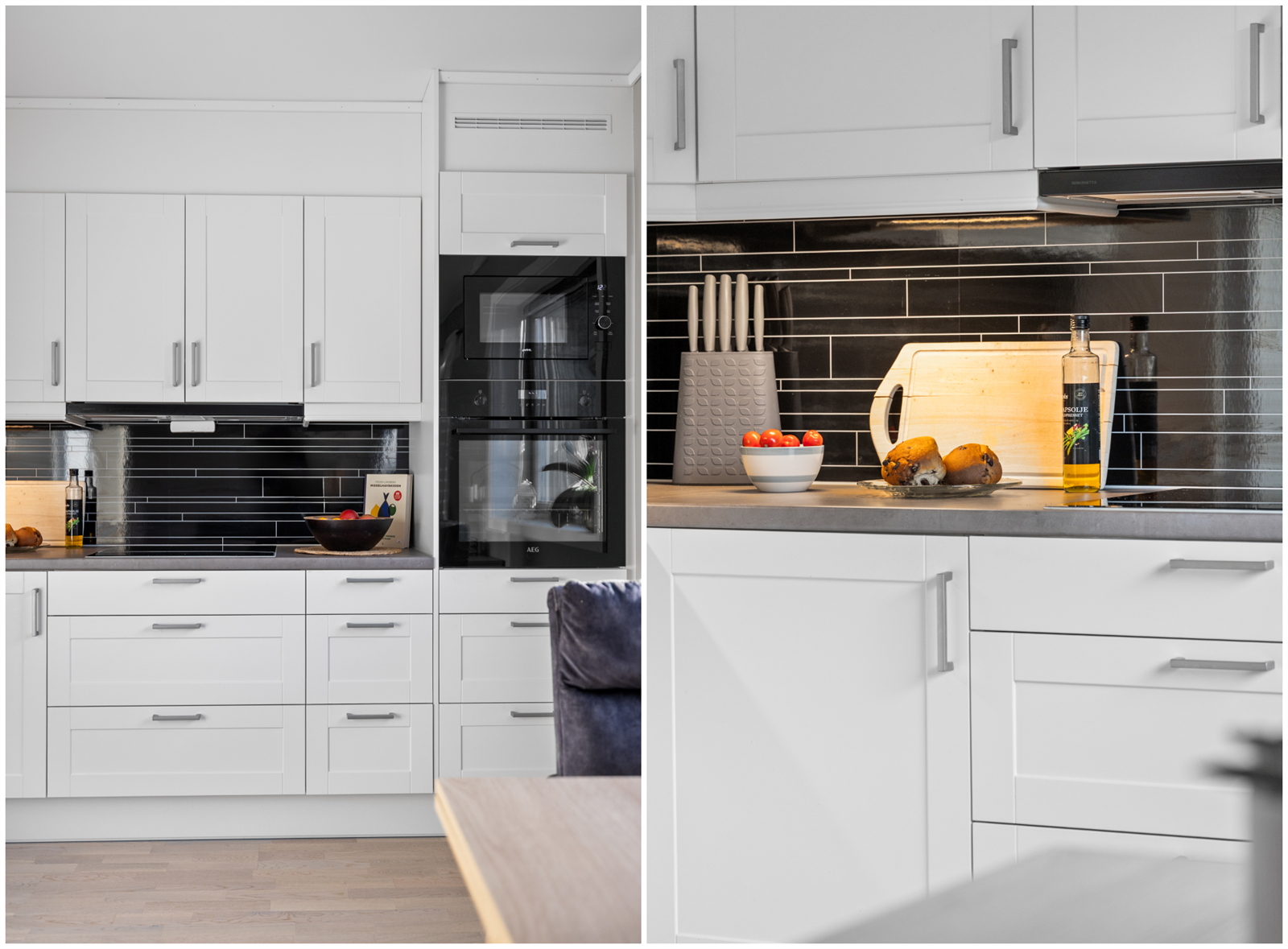 Kjøkkenet har integrert komfyr, micro og platetopp. Galleribilde