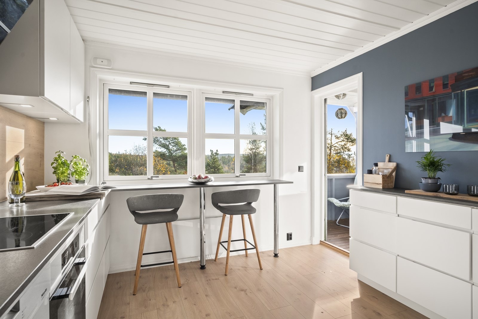 Flott Kvik kjøkken fra 2018 med utgang til liten terrasse Galleribilde