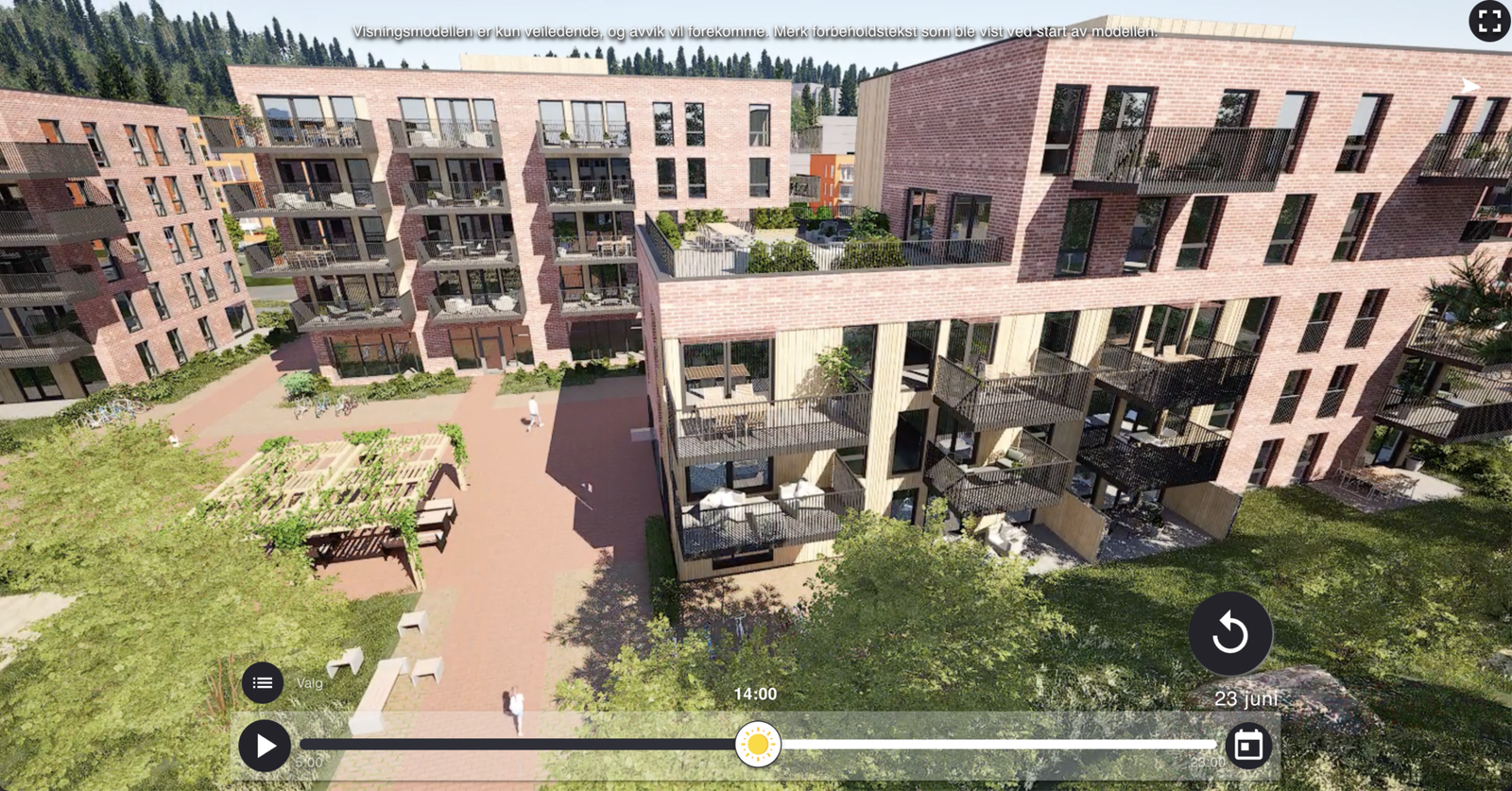 Bildet viser den aktuelle leiligheten fra utbyggers solmodell. Bildet er en illustrasjon og kan avvike fra ferdig leveranse Galleribilde