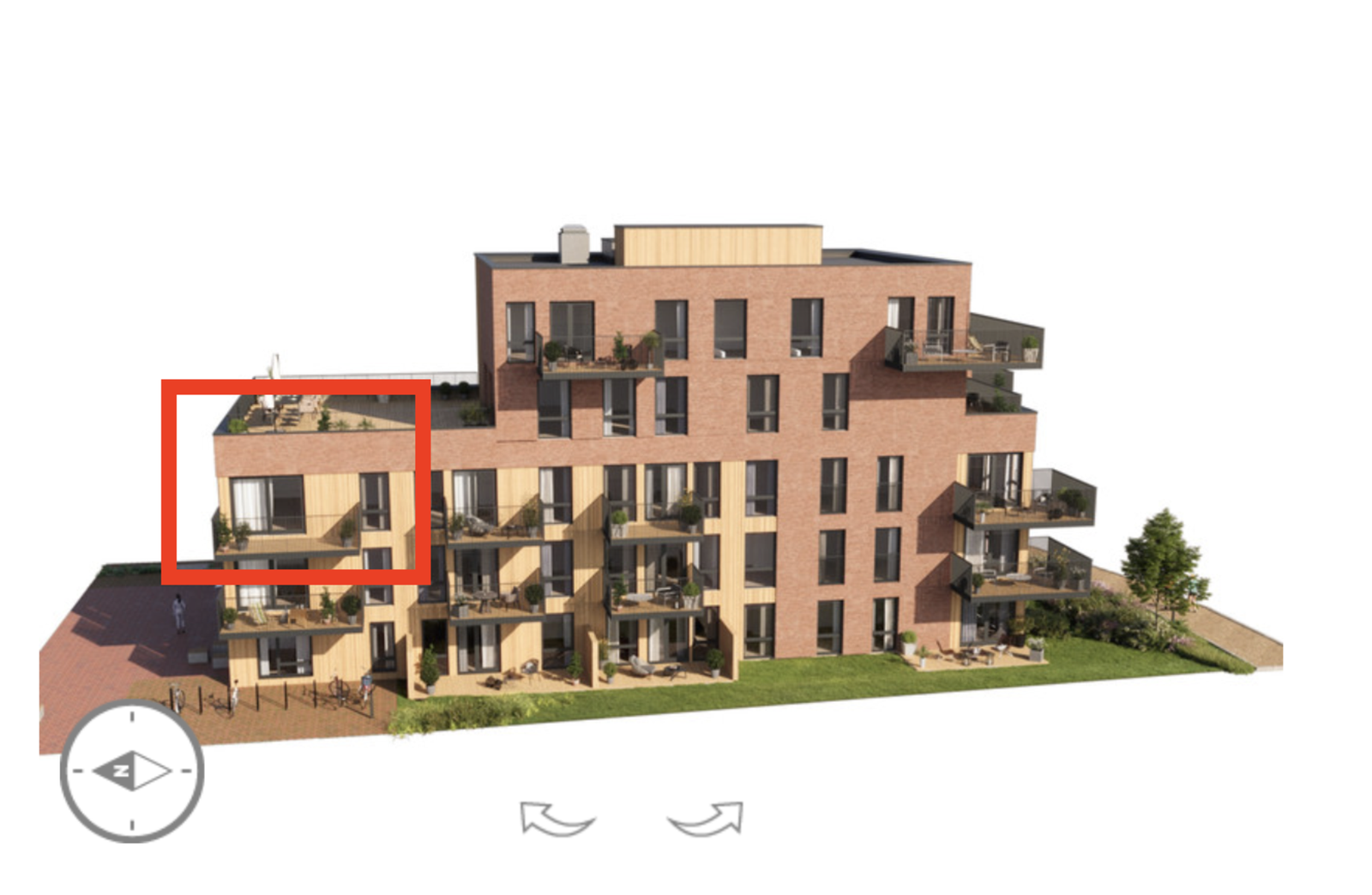 Bildet viser beliggenheten til leiligheten i bygget Galleribilde