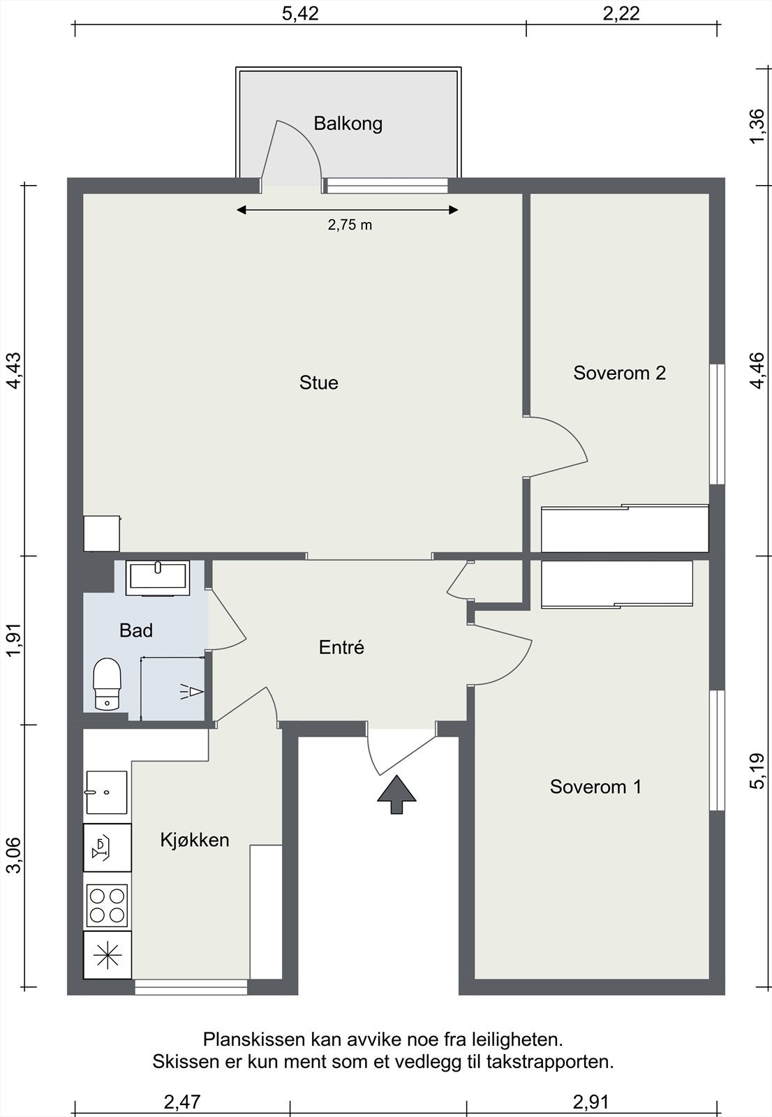 Plantegning leiligheten Galleribilde