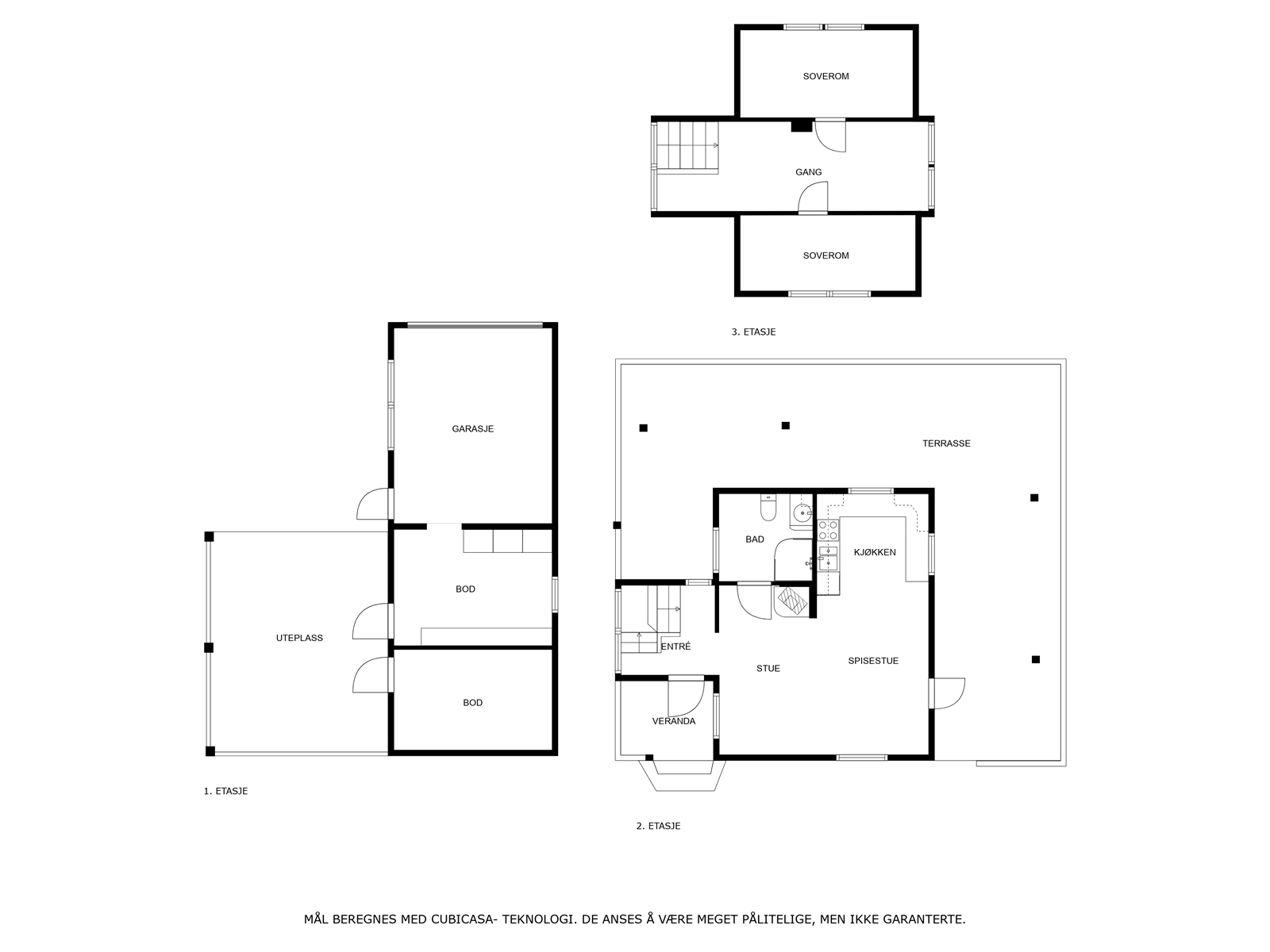 Plantegning enebolig og garasje/uthus. Galleribilde