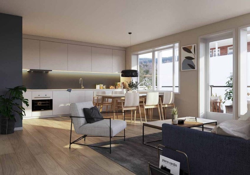 Stue med god plass til spisestue og salong Galleribilde