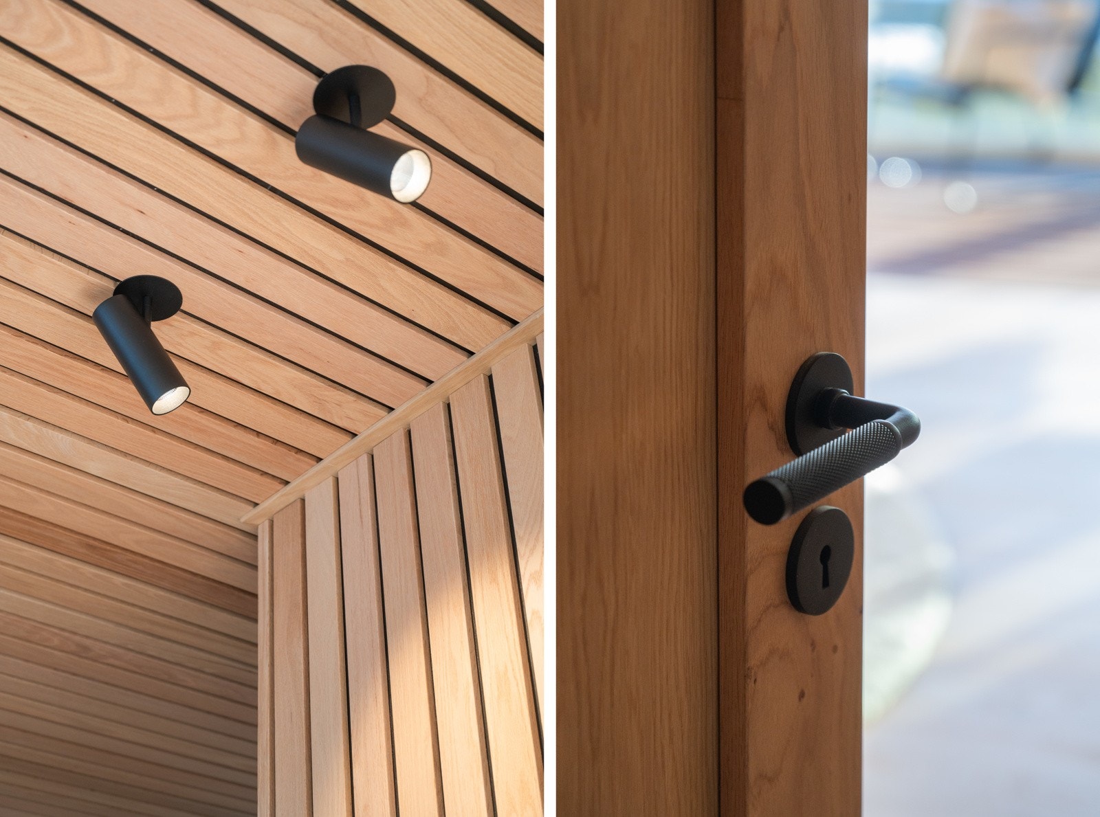 Det er eikespiler i himling samt belysning iht en gjennomtenkt belysningsplan. Galleribilde