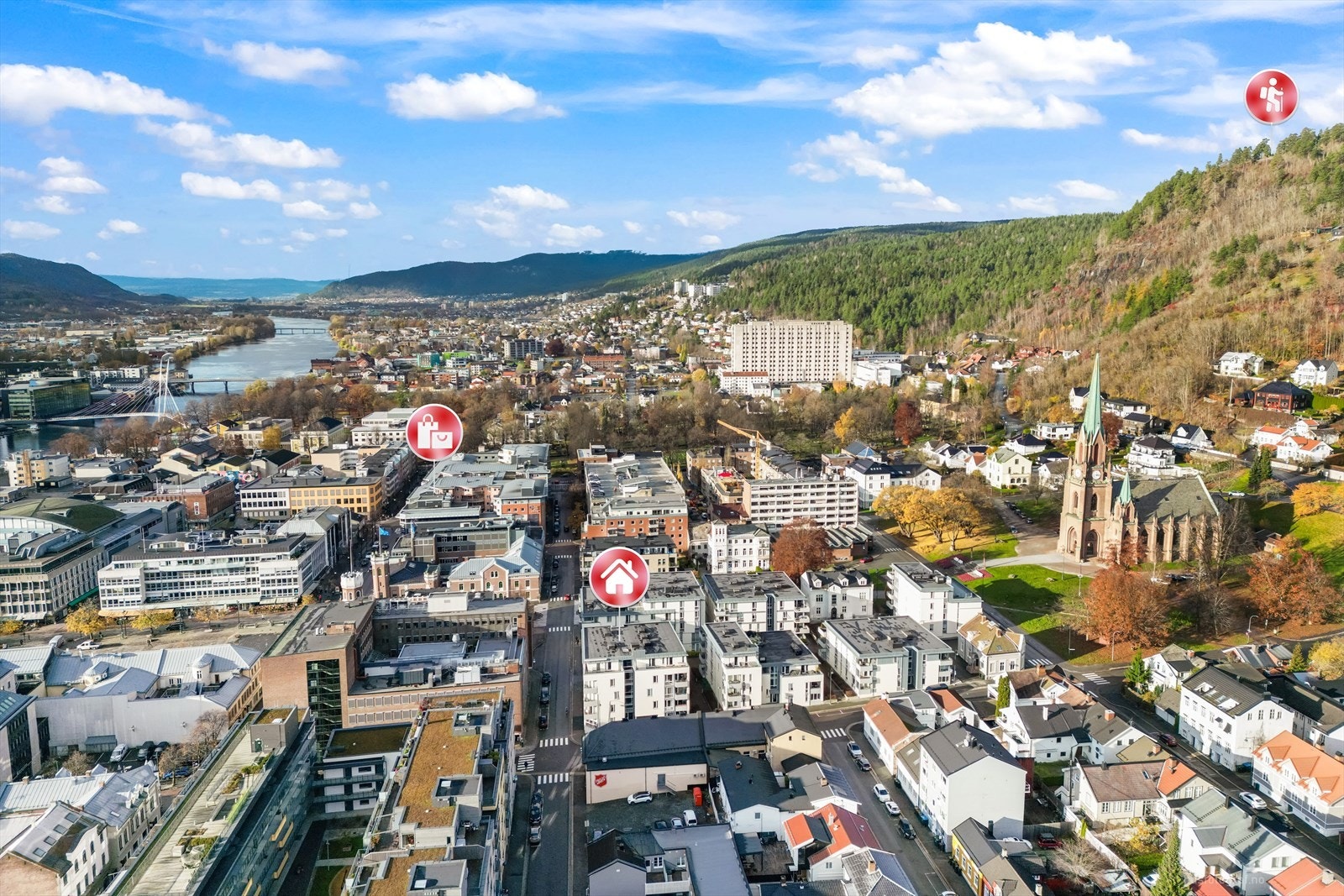 Her bor man i hjertet av Bragernes. Sentrum gir pendlervennlig hverdag og tilgang til byens puls, samtidig som grønne områder og kulturtilbud er rett utenfor døren Galleribilde