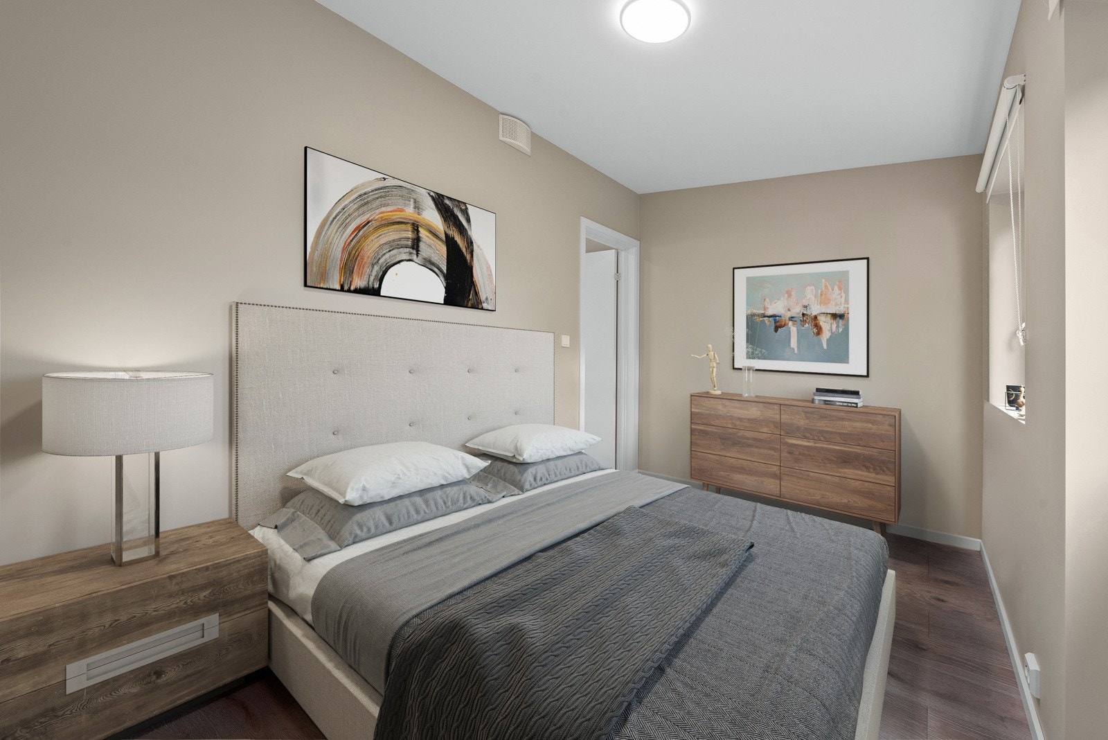 Soverom i 2. etg. Her er utgang til egen balkong. (Bildet er digitalt møblert) Galleribilde