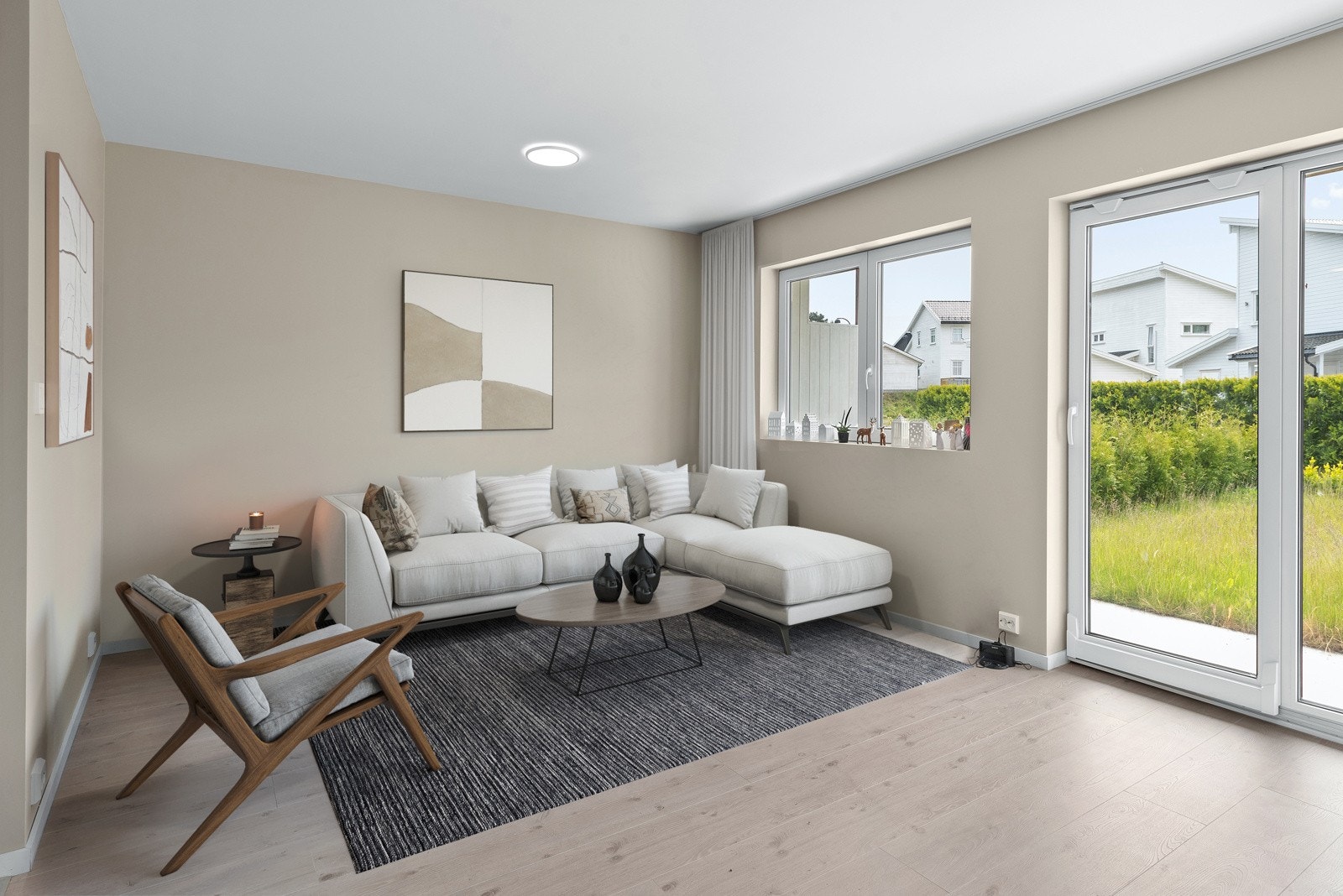 Lys & romslig stue i 1. etg. (Bildet er digitalt møblert) Galleribilde