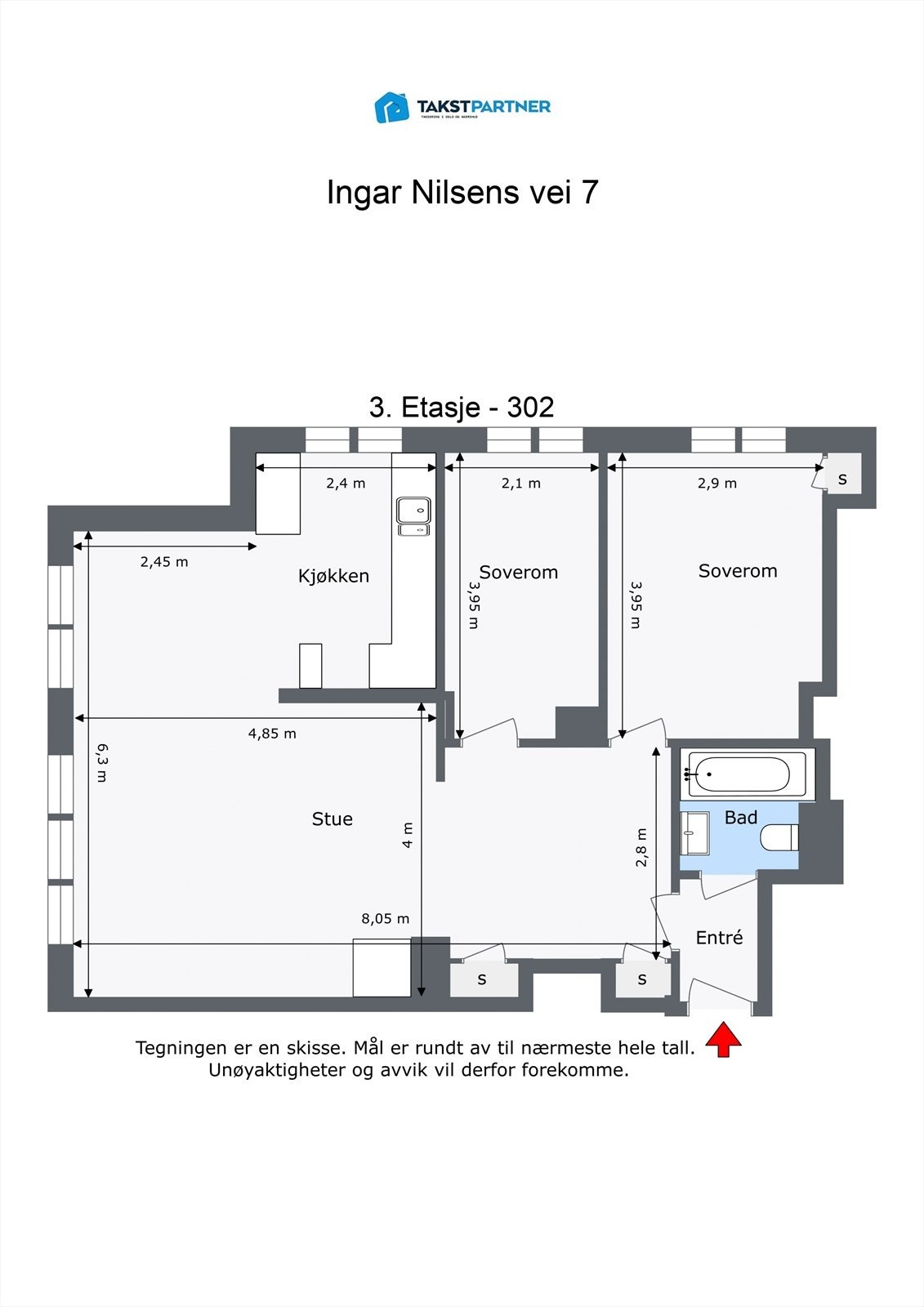 Plantegning - 3. etasje med heis Galleribilde
