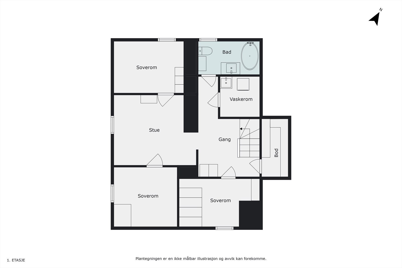 Plantegning u- Etasje
Underetasjen er ikke bruksendret og ikke godkjent til varig opphold, se punkt ferdigattest) Galleribilde