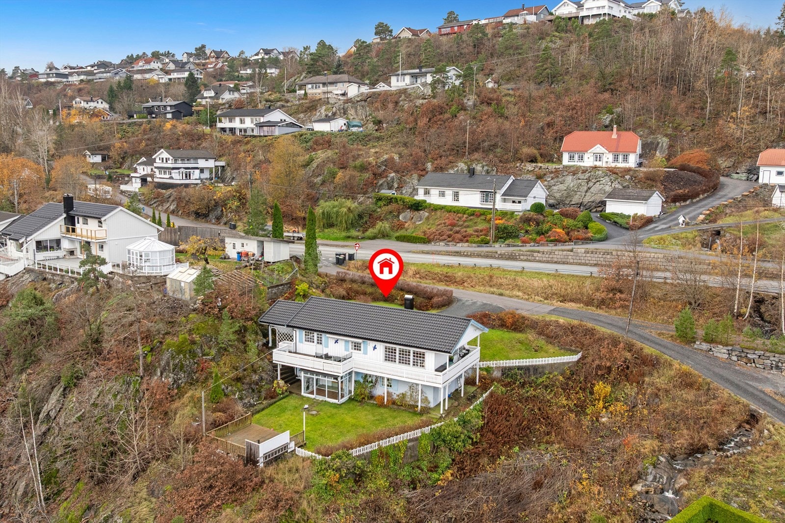 Dronebilde over området Galleribilde