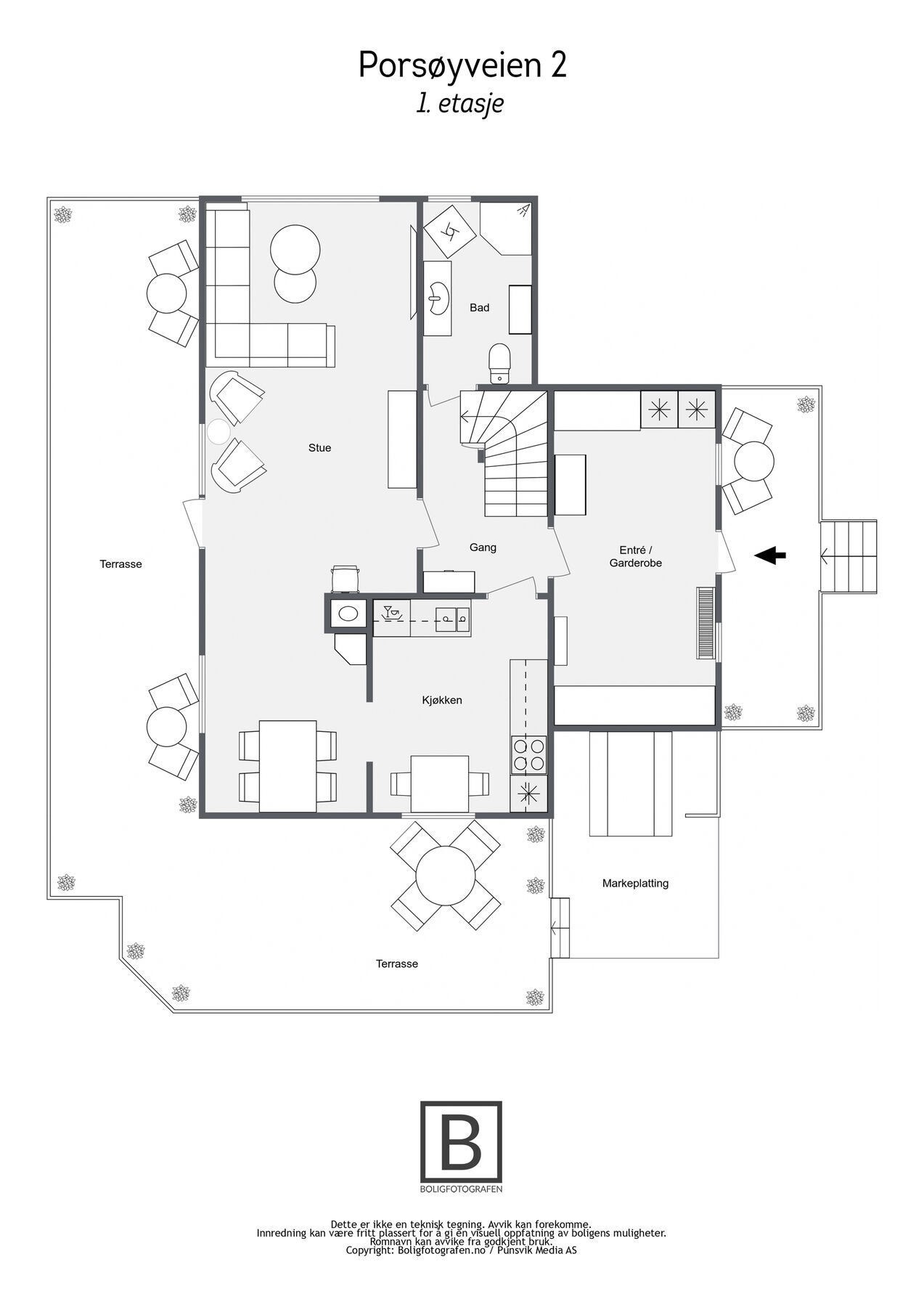 Plantegning 1. etasje Galleribilde