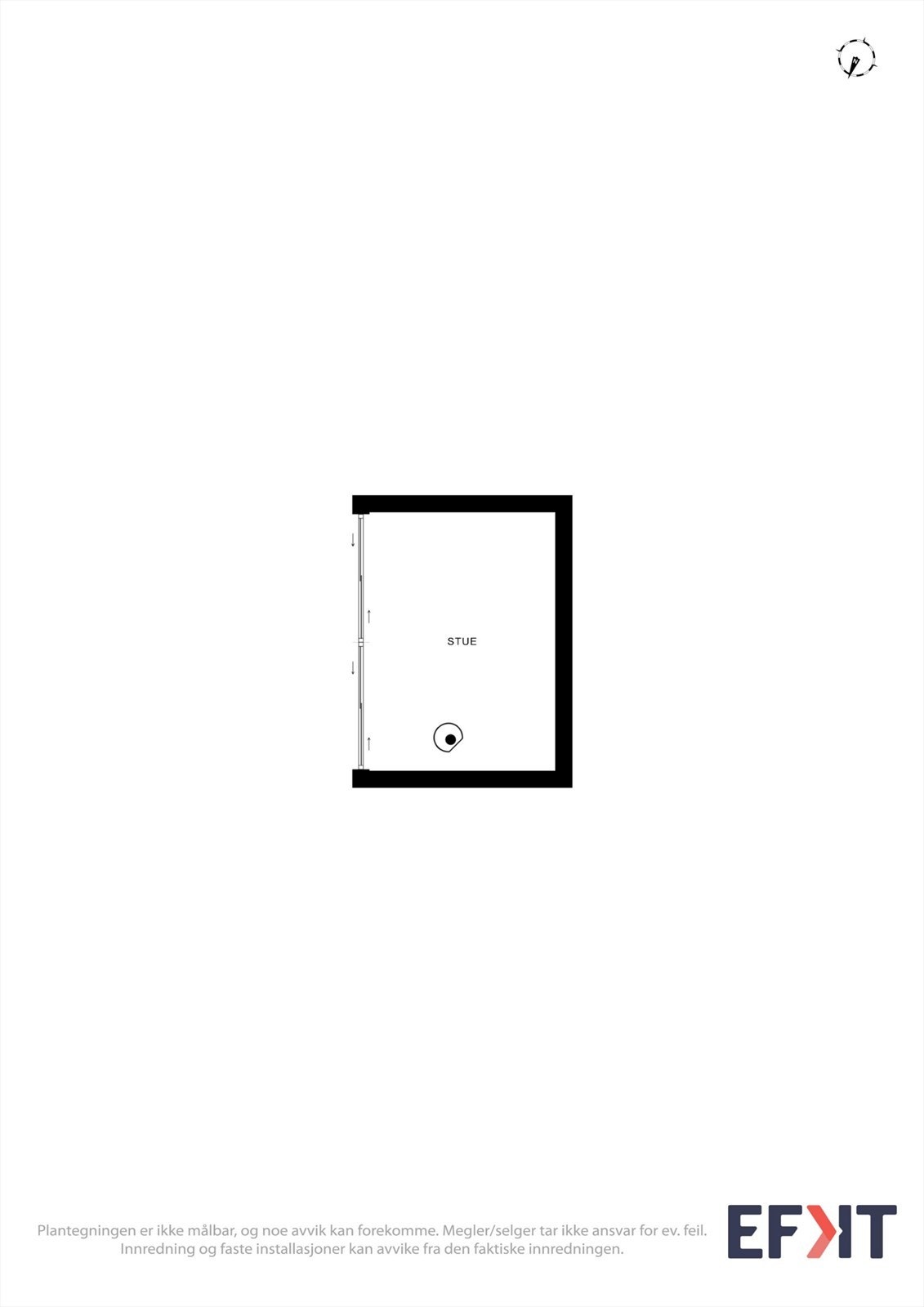 Plantegningen er ikke målbar, og noe avvik kan forekomme. Megler/selger tar ikke ansvar for ev. feil. Innredning og faste installasjoner kan avvike fra den faktiske innredningen. Galleribilde