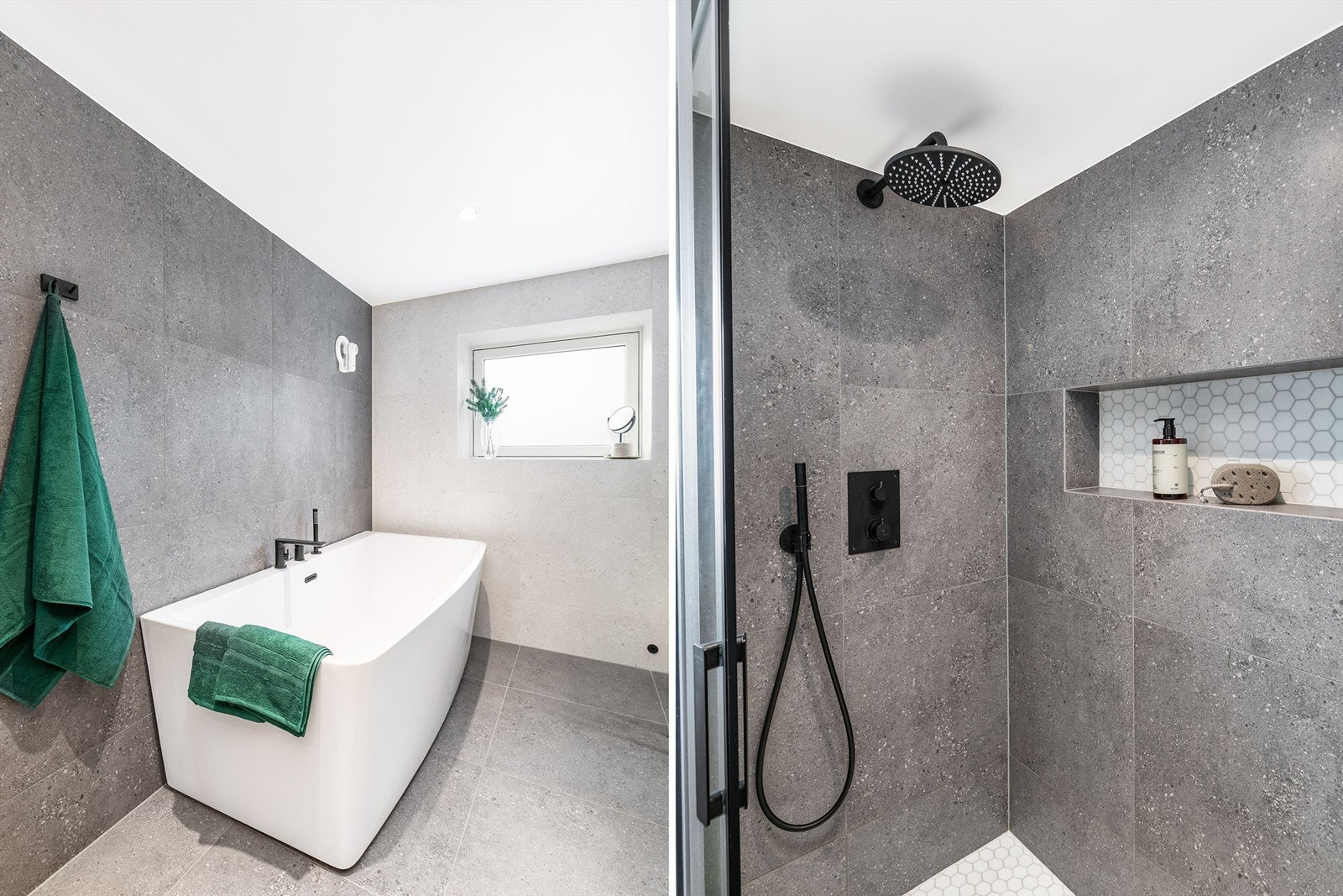 I underetasjens store bad er ikke SPA-følelsen langt unna. Badekar kombinert med en utpreget romslig dusjnisje gir valgfrihet. Galleribilde