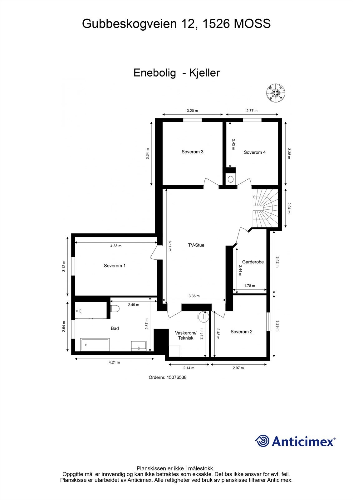 Veiledende skisse av kjeller. Galleribilde