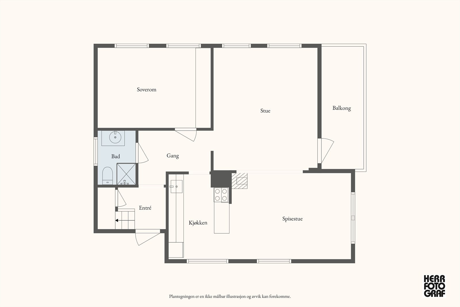 Plantegning hovedetasje. Galleribilde