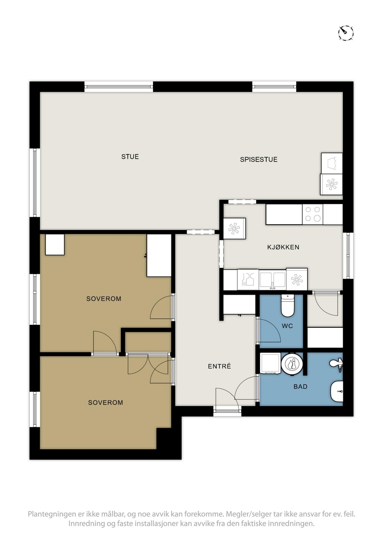 Planløsning leilighet i første etasje mot nord Galleribilde