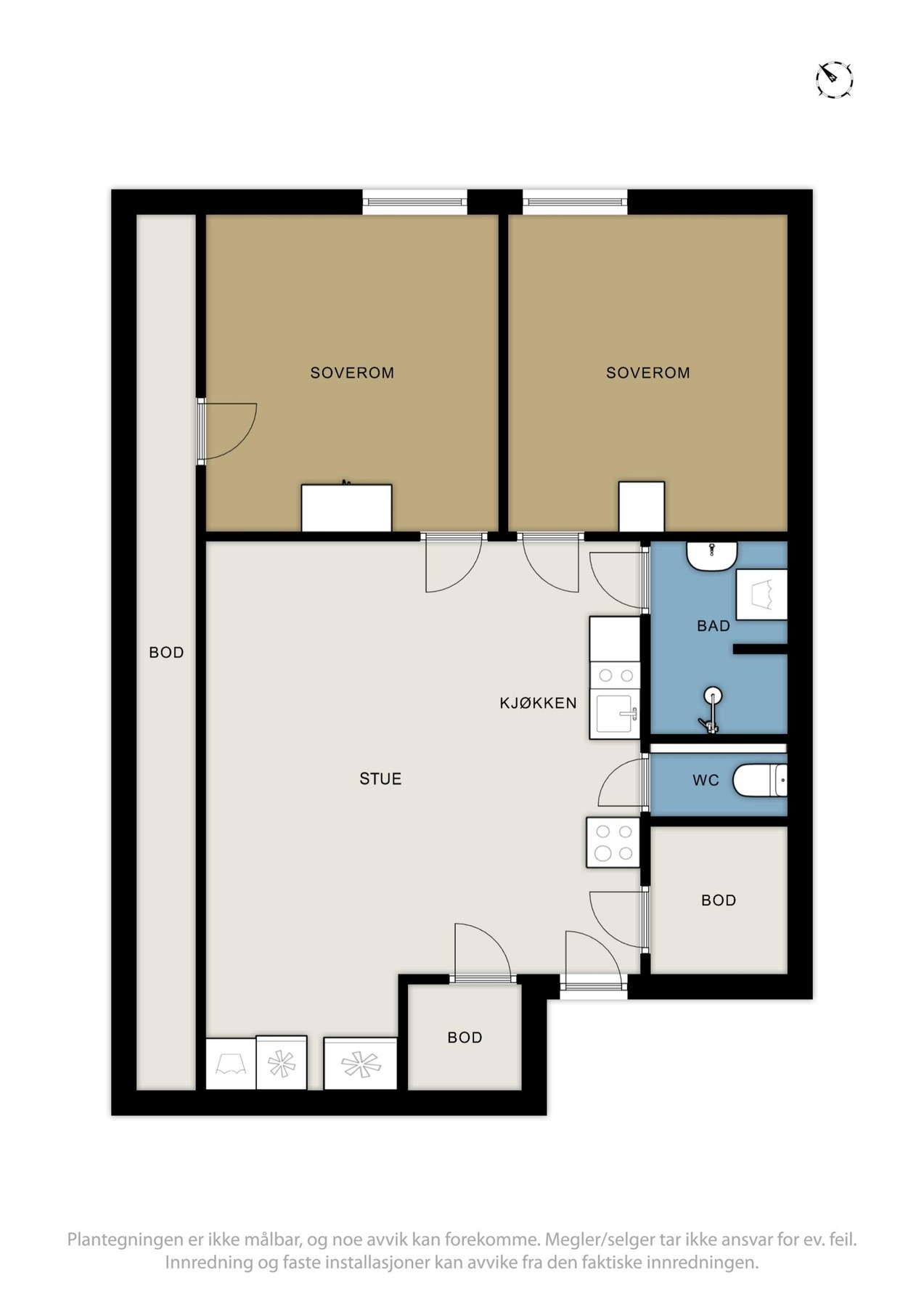 Plantegning for leiligheten i øverste etasje mot nord Galleribilde