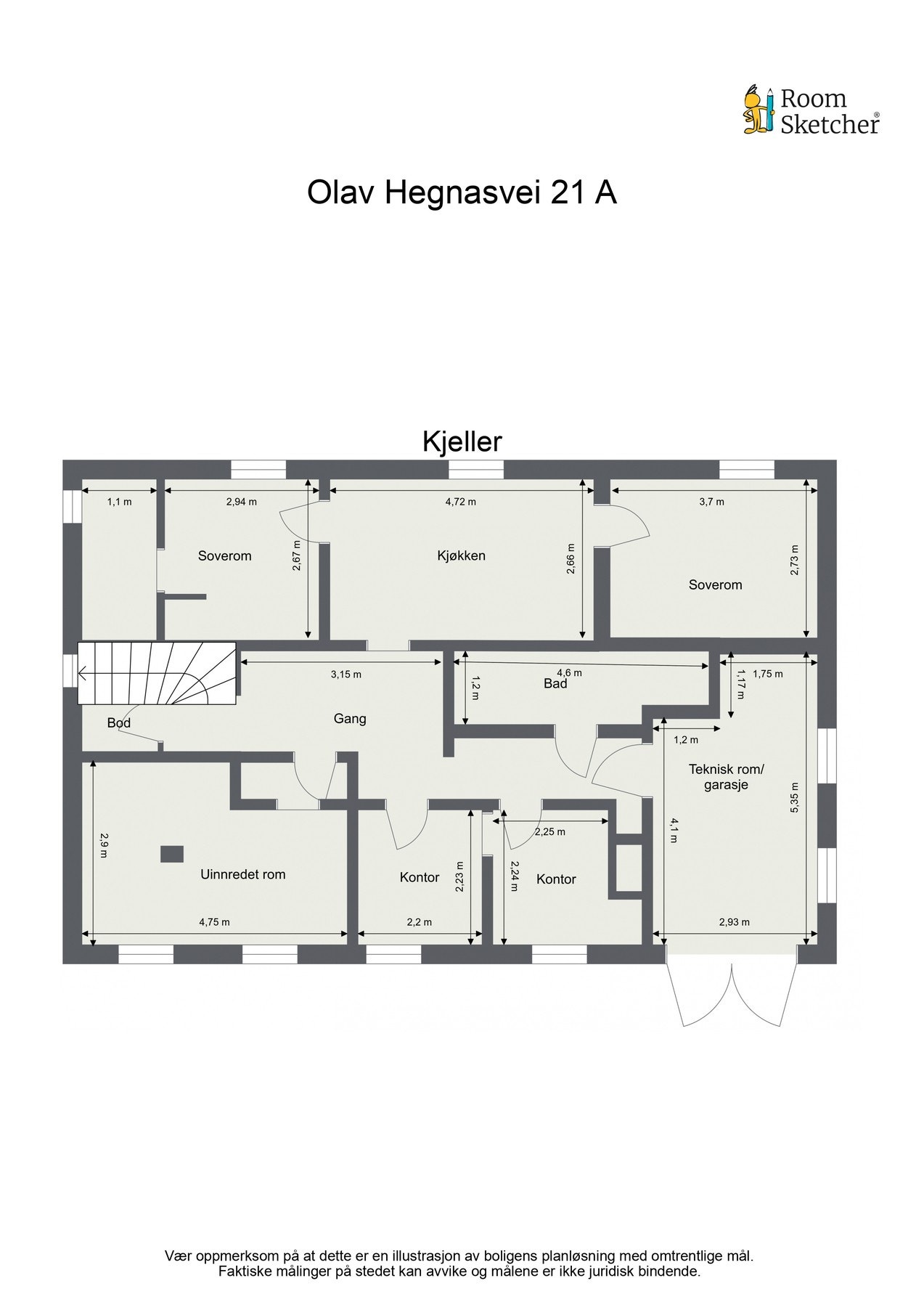 Plantegning kjeller. Galleribilde