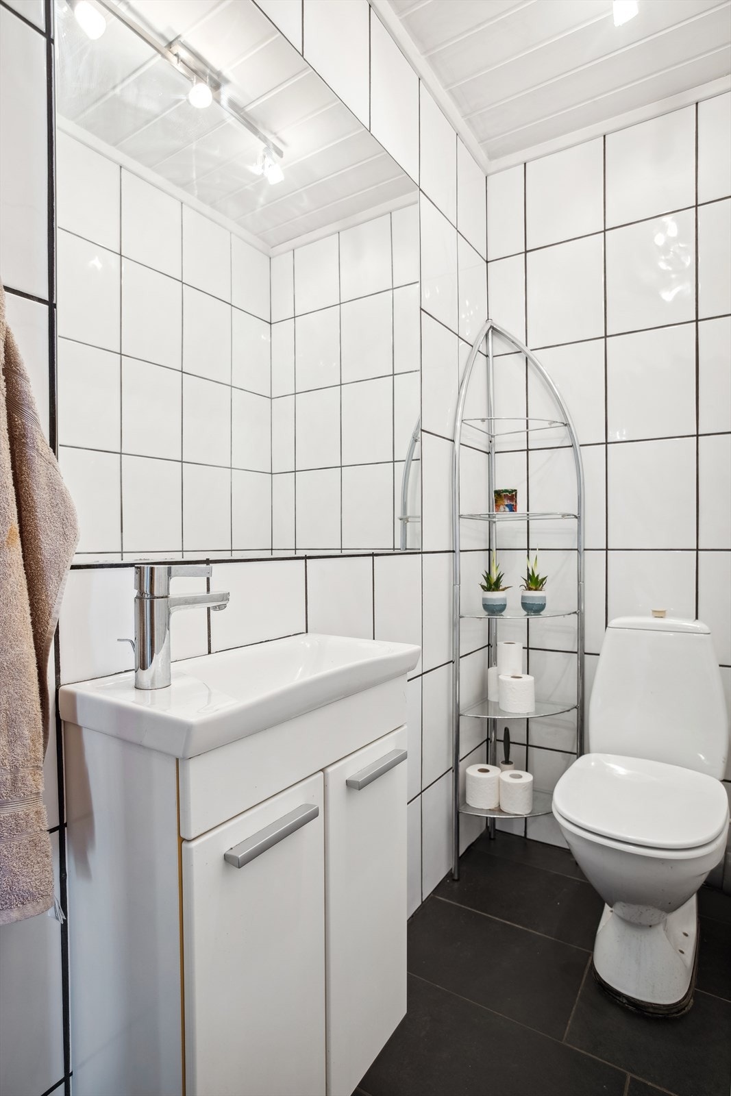 Gjestetoalett med wc, servantinnrending og speil. Galleribilde