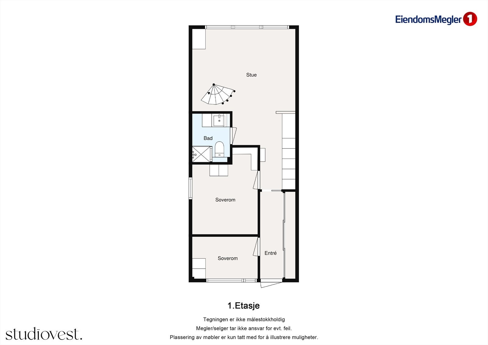 Planskisse fra leilighetens 1. etasje (byggets 3. etasje) Galleribilde