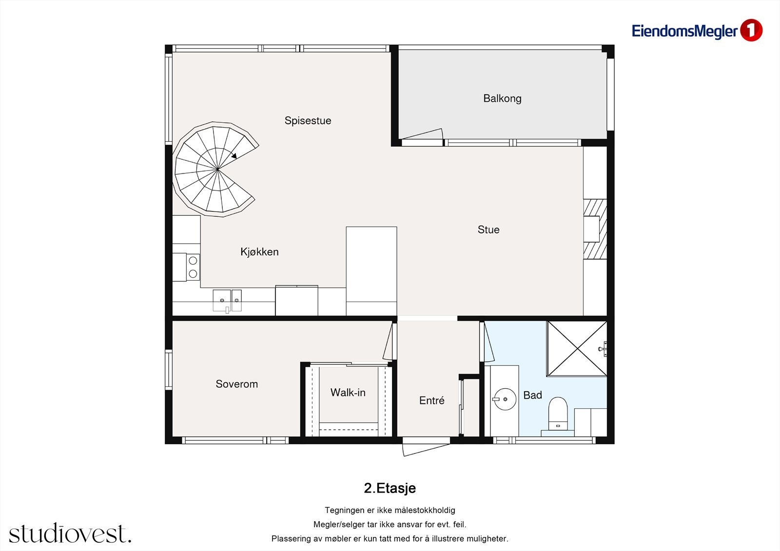 Planskisse i leilighetens 2. etasje/toppetasjen Galleribilde